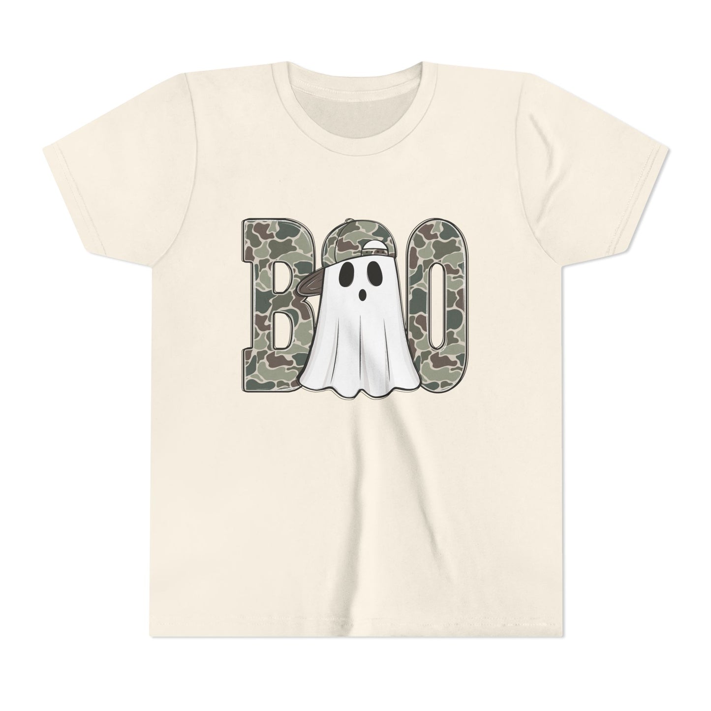 Boo Ghost Youth Tee - Perfect for Halloween, Kids Tee, Camo Ghost Shirt, Fun Casual Wear, Boys & Girls Halloween Apparel