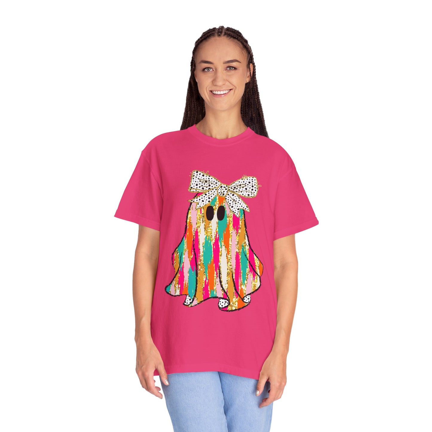 Colorful Ghost Graphic T-Shirt, Fun Unisex Tee, Halloween Shirt, Gift for Kids, Casual Wear, Festival Clothing