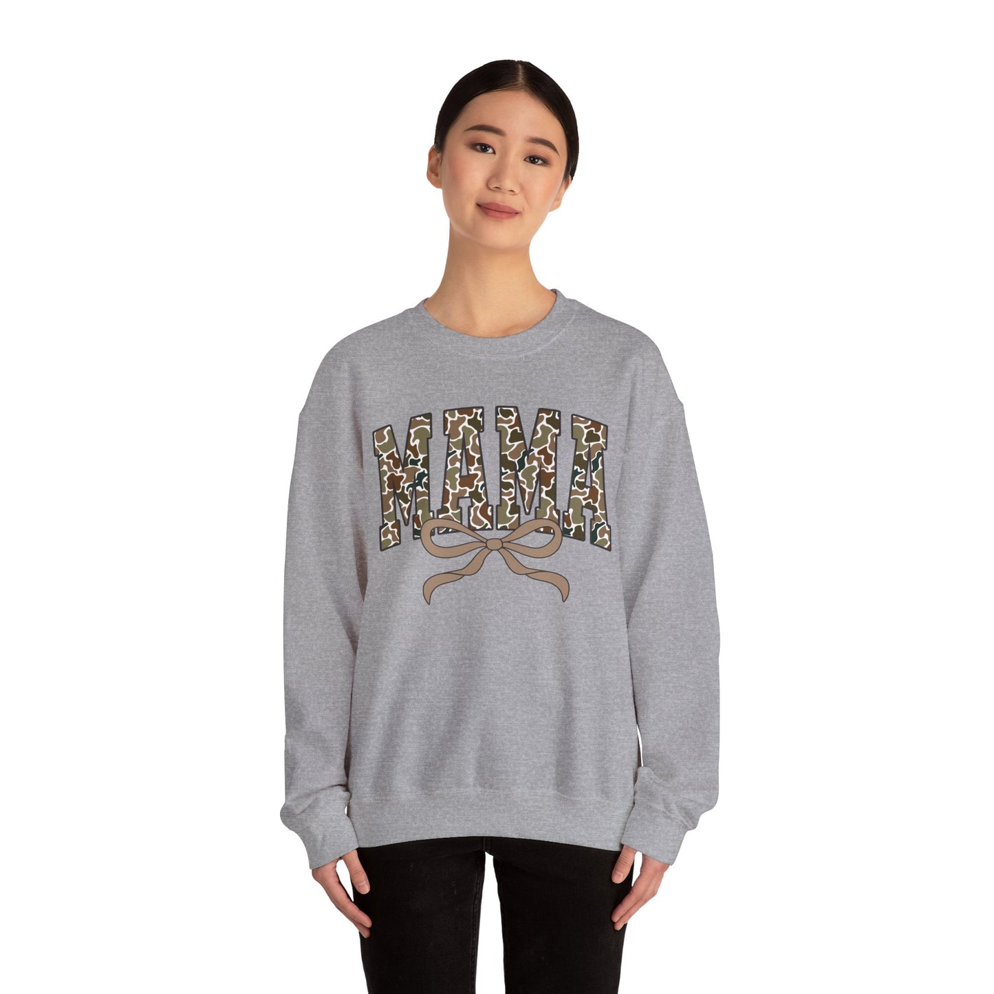 Camo Mama Crewneck Sweatshirt, Cozy Gift for Mom, Trendy Casual Wear, Perfect for Birthdays, Mother's Day, Family Gatherings