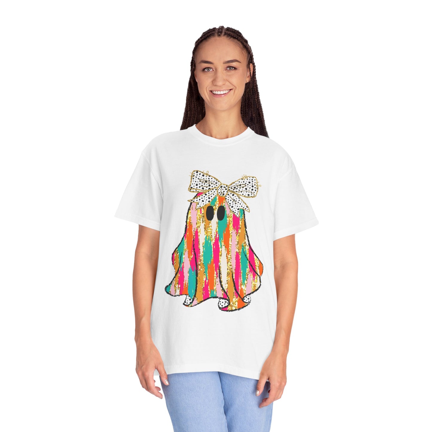 Colorful Ghost Graphic T-Shirt, Fun Unisex Tee, Halloween Shirt, Gift for Kids, Casual Wear, Festival Clothing