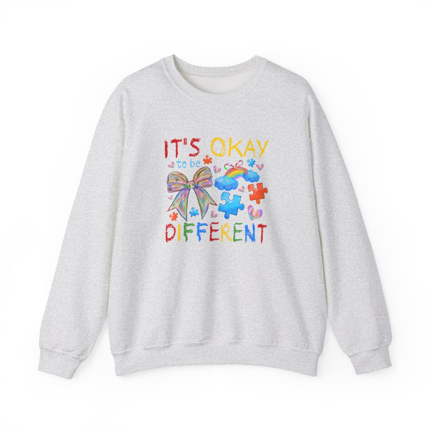 Inclusive Rainbow Crewneck Sweatshirt, Unisex Adult Apparel, Gift for Kids, Autism Awareness, Cozy and Colorful Sweatshirt