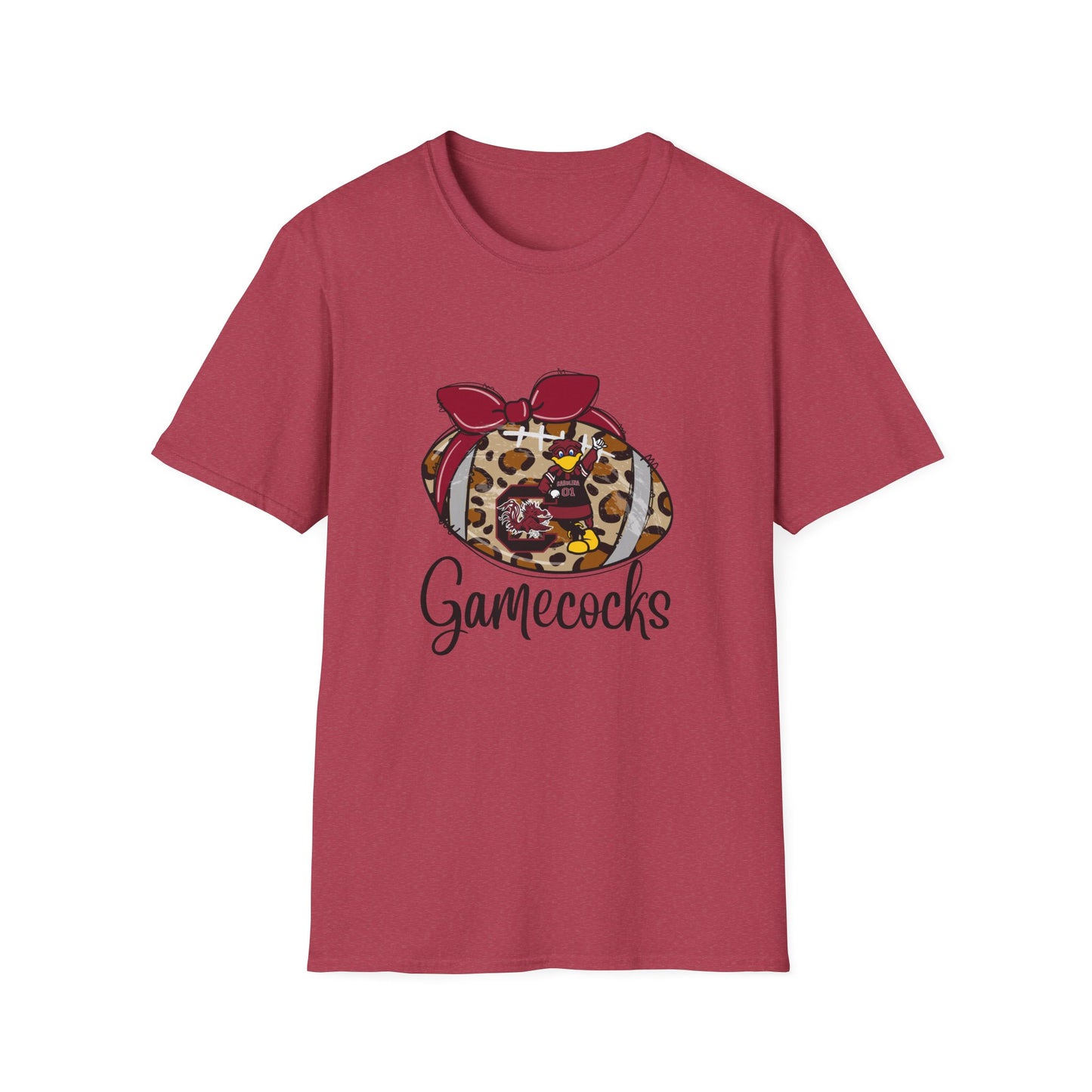 Leopard Print Gamecocks T-Shirt, Trendy Unisex Tee, Casual Outfit, Game Day Apparel, Sports Fan Shirt, Stylish Everyday Wear