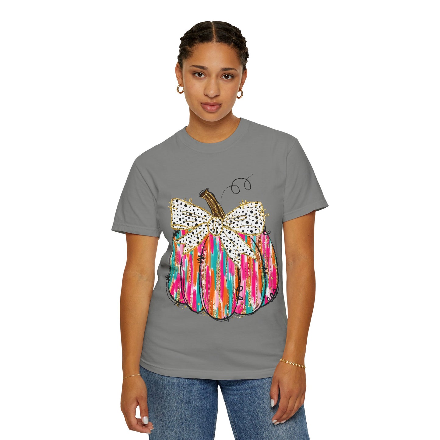 Colorful Pumpkin Graphic T-Shirt for Fall, Casual Autumn Tee, Halloween Shirt, Thanksgiving Outfit, Gift for Her