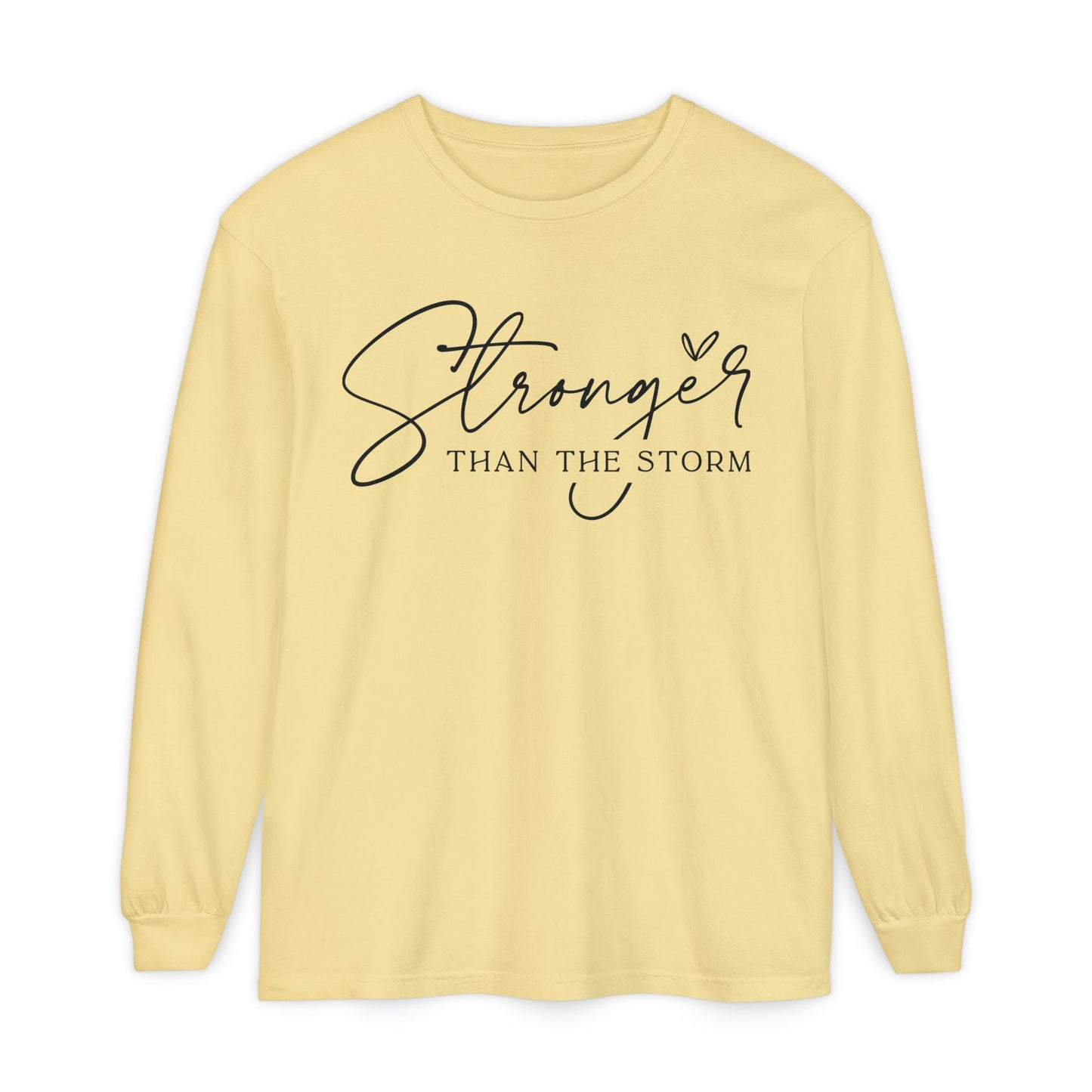 Stronger Than the Storm Long Sleeve T-Shirt, Inspirational Tee, Unisex Apparel, Motivational Gift, Everyday Wear, Perfect for Fall