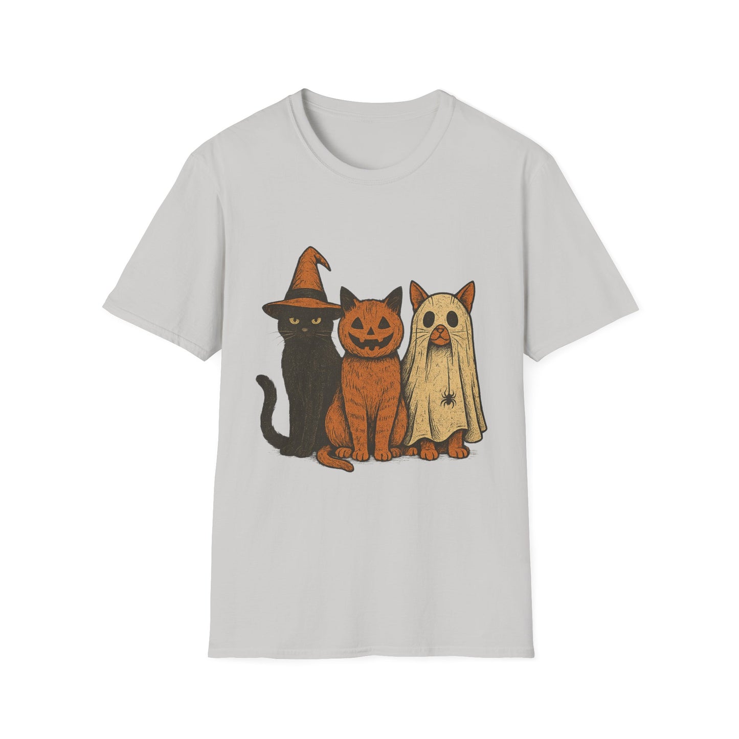 Halloween Cat & Dog T-Shirt, Unisex Softstyle Tee, Fall Apparel, Cute Pet Shirt, Casual Halloween Outfit, Animal Lover Gift