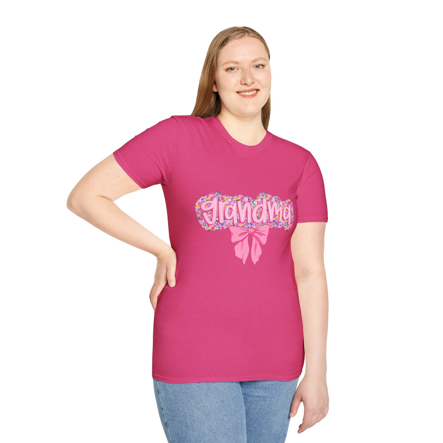 Grandma Floral Graphic T-Shirt | Gift for Grandma | Softstyle Tee for Family Celebrations, Mother's Day Gift, Casual Wear