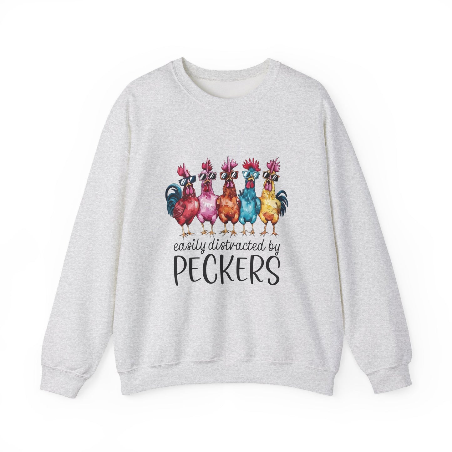 Easily Distracted by Peckers Crewneck Sweatshirt | Funny Gift, Cozy Apparel, Chicken Lover Hoodie, Humor Sweatshirt, Farmhouse Fashion