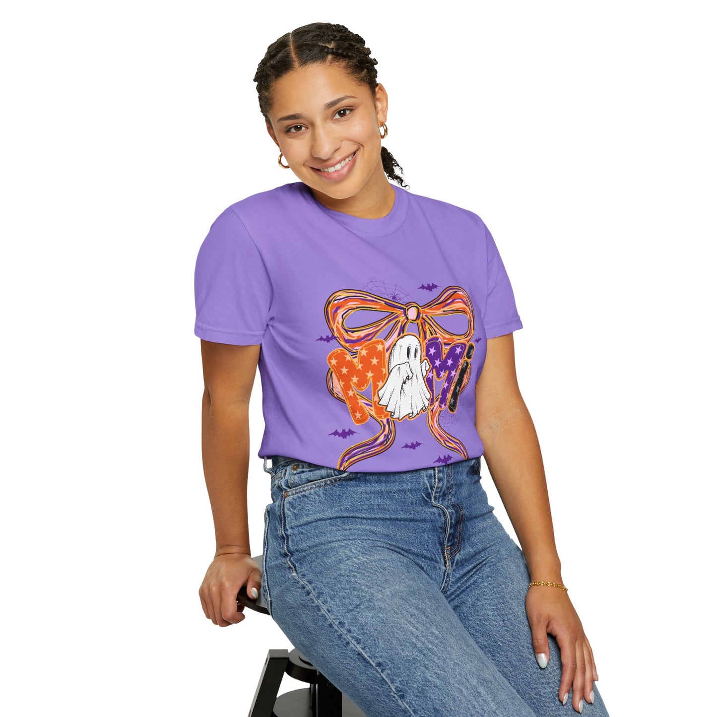 Spooky Ghost Halloween T-Shirt, Unisex Tee, Garment-Dyed Shirt for Fall, Autumn Apparel, Trick or Treat, Halloween Party