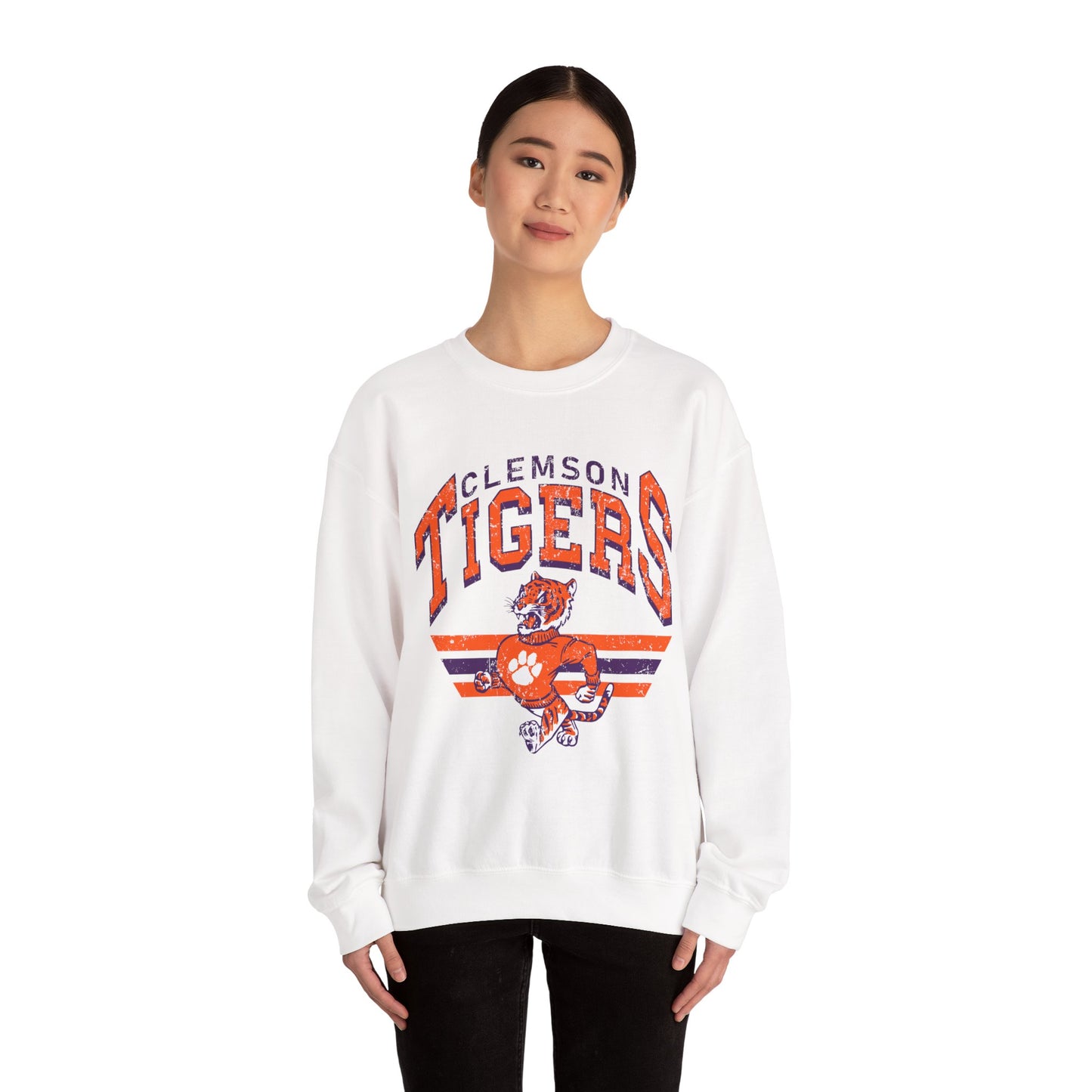 Clemson Tigers Crewneck Sweatshirt, Comfortable College Apparel, Unisex Sweatshirt, Sports Fan Gear, Game Day Outfit, Classic Sweatshirt