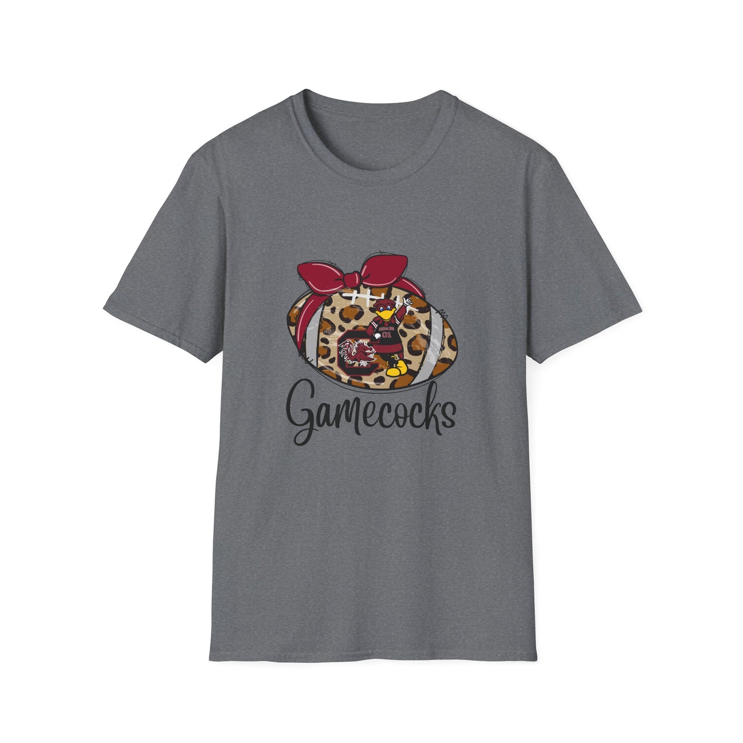 Leopard Print Gamecocks T-Shirt, Trendy Unisex Tee, Casual Outfit, Game Day Apparel, Sports Fan Shirt, Stylish Everyday Wear