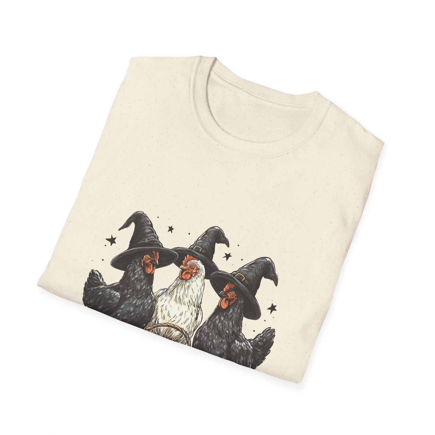 Halloween Witch Chickens Unisex Softstyle T-Shirt, Cute Fall Tee, Halloween Costume Shirt, Spooky Fun Apparel, Gift for Chicken Lovers