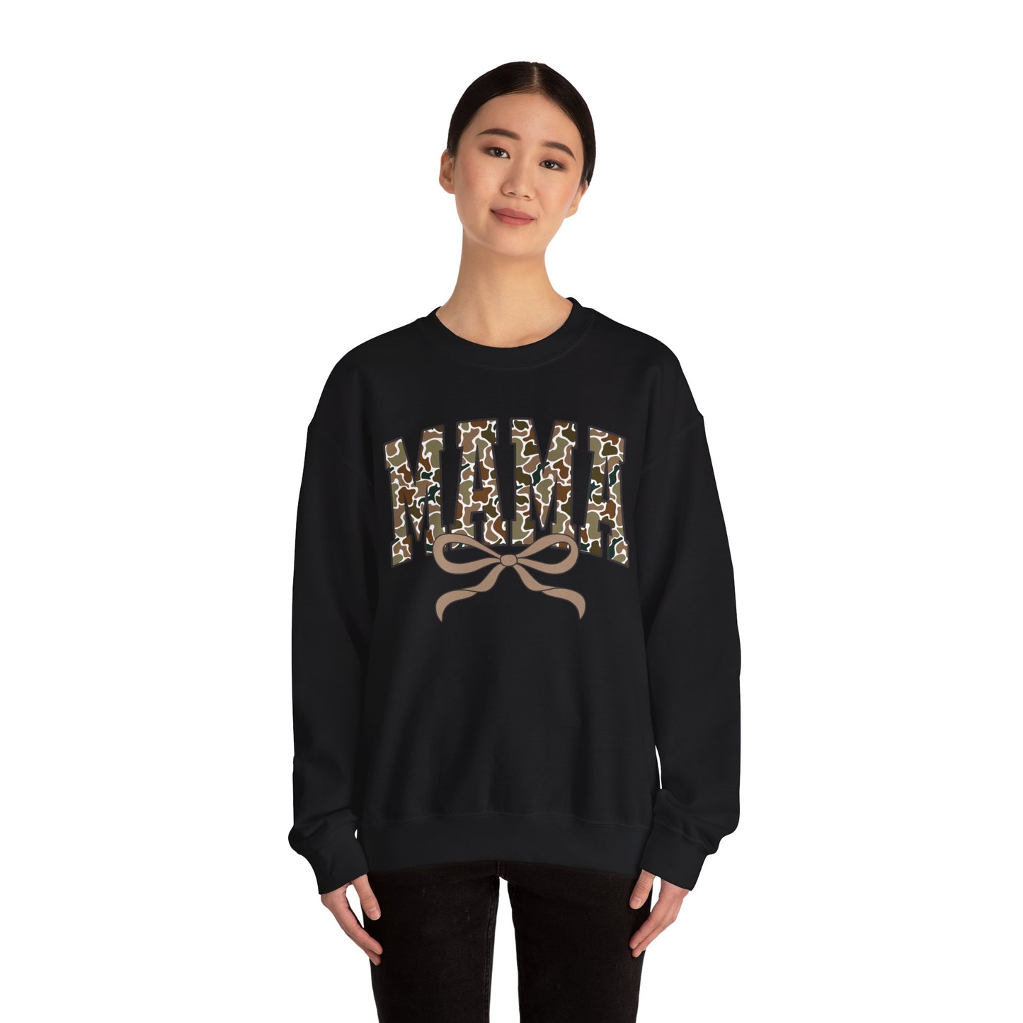 Camo Mama Crewneck Sweatshirt, Cozy Gift for Mom, Trendy Casual Wear, Perfect for Birthdays, Mother's Day, Family Gatherings