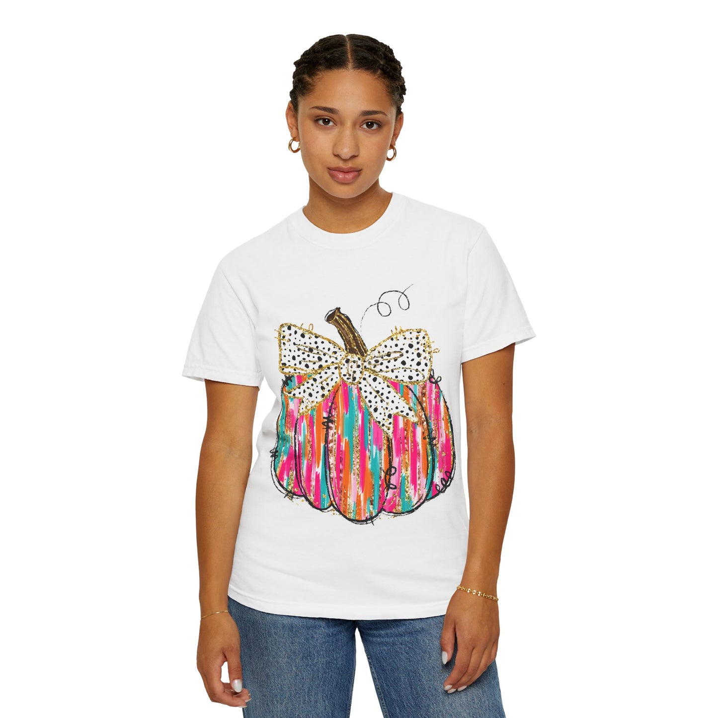 Colorful Pumpkin Graphic T-Shirt for Fall, Casual Autumn Tee, Halloween Shirt, Thanksgiving Outfit, Gift for Her