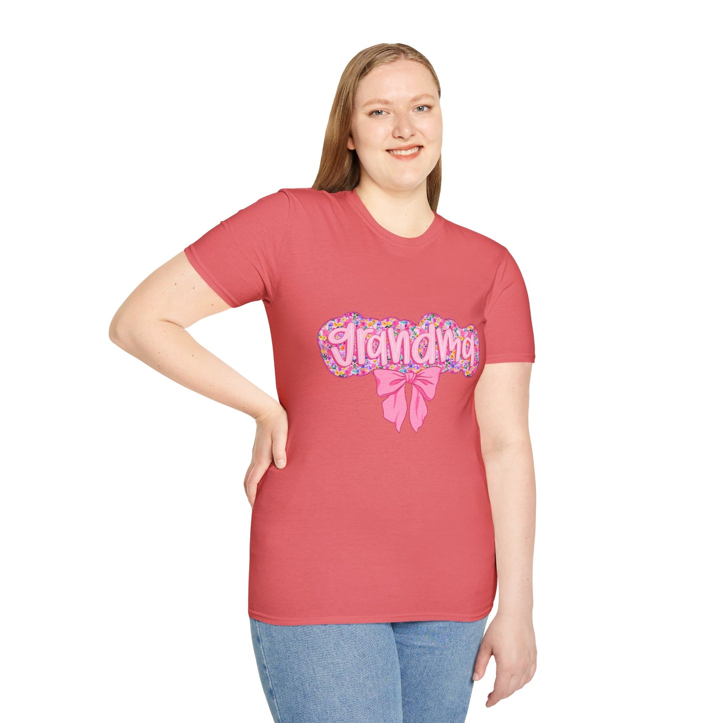 Grandma Floral Graphic T-Shirt | Gift for Grandma | Softstyle Tee for Family Celebrations, Mother's Day Gift, Casual Wear