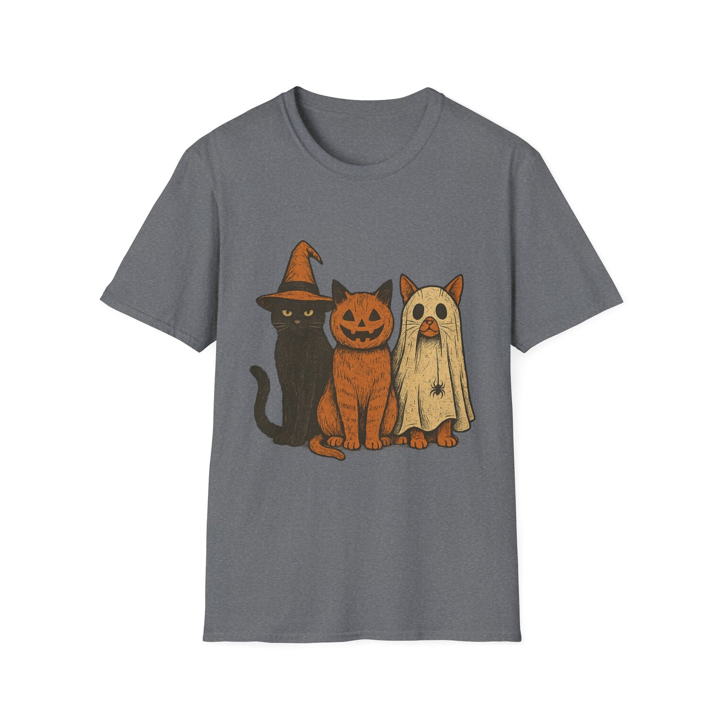Halloween Cat & Dog T-Shirt, Unisex Softstyle Tee, Fall Apparel, Cute Pet Shirt, Casual Halloween Outfit, Animal Lover Gift