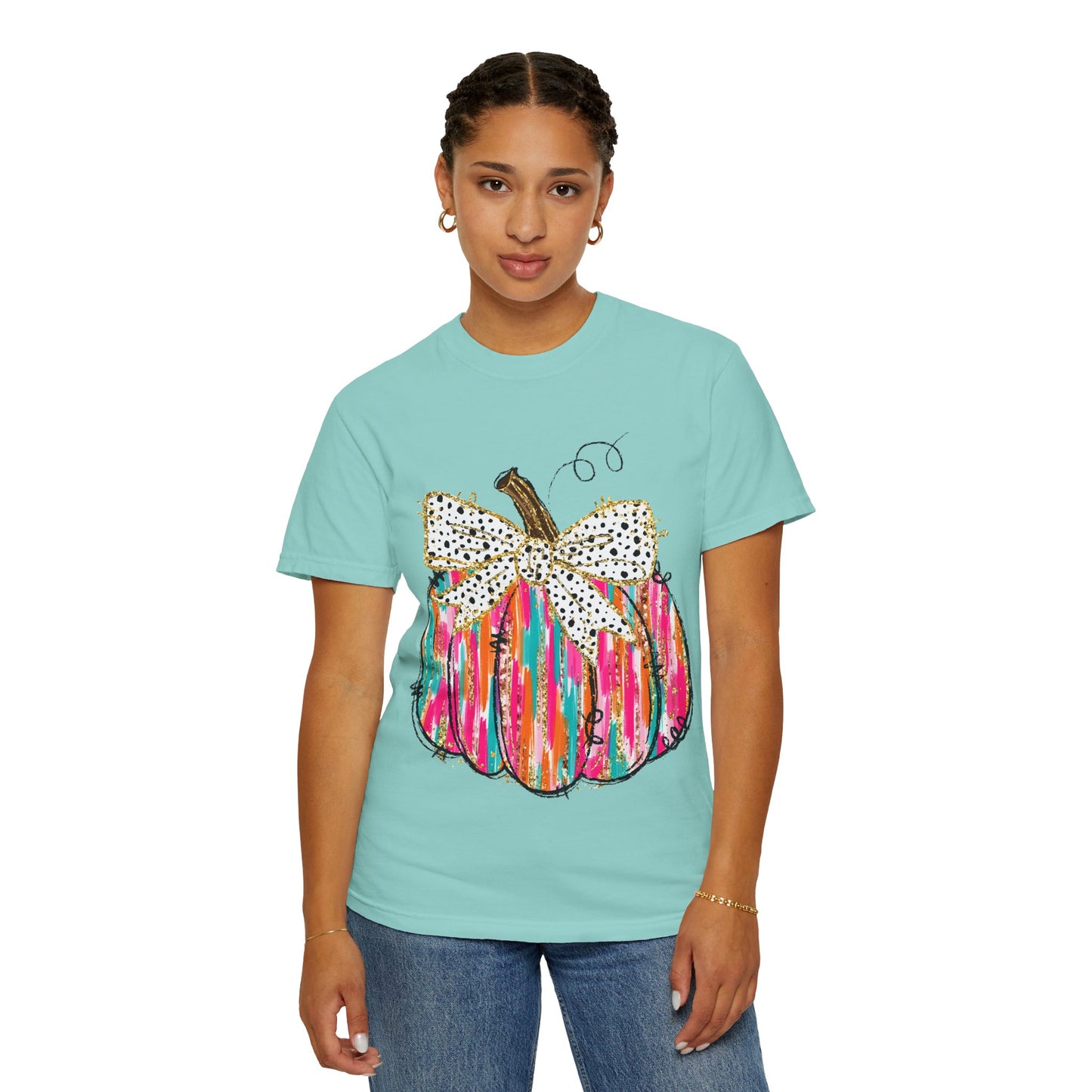 Colorful Pumpkin Graphic T-Shirt for Fall, Casual Autumn Tee, Halloween Shirt, Thanksgiving Outfit, Gift for Her