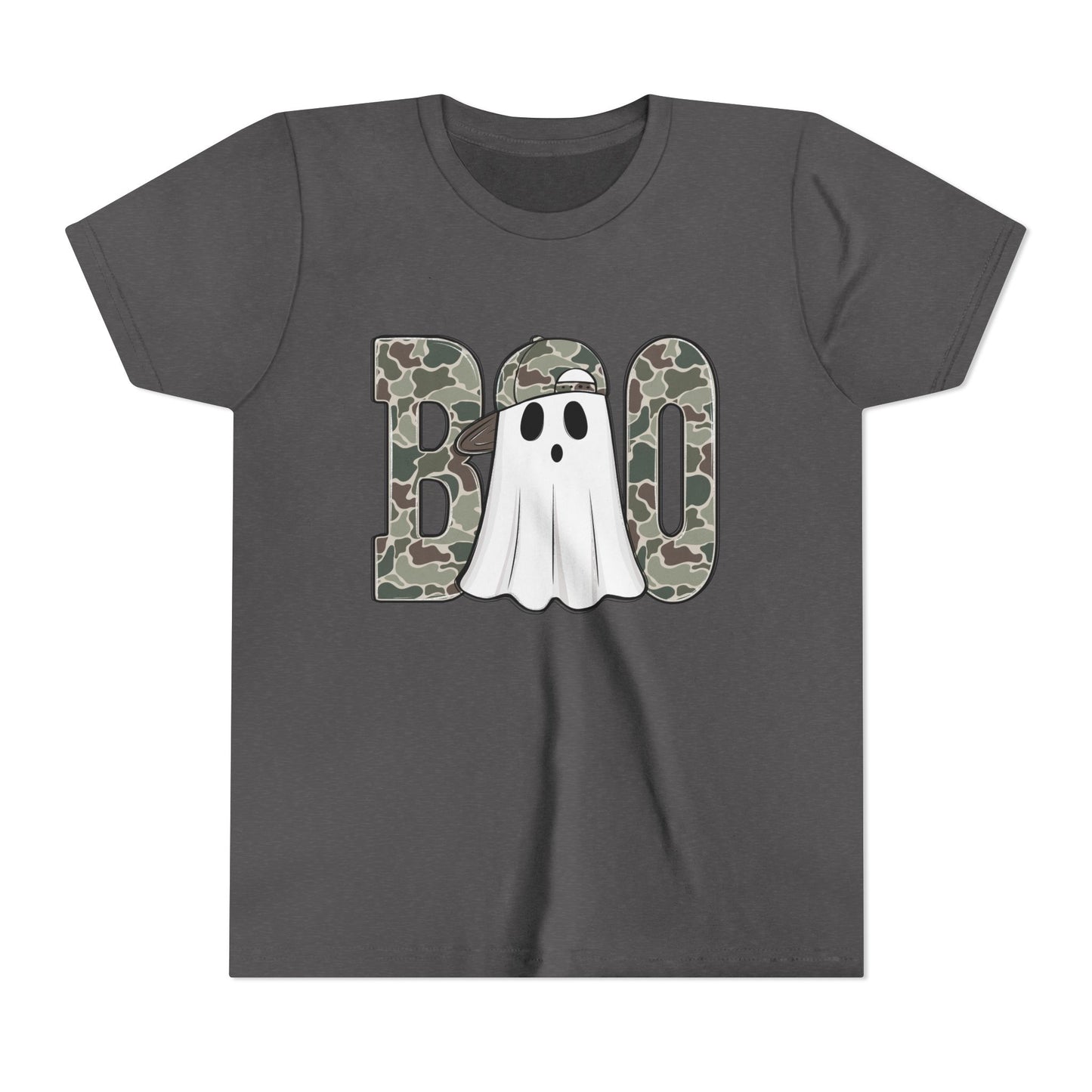 Boo Ghost Youth Tee - Perfect for Halloween, Kids Tee, Camo Ghost Shirt, Fun Casual Wear, Boys & Girls Halloween Apparel