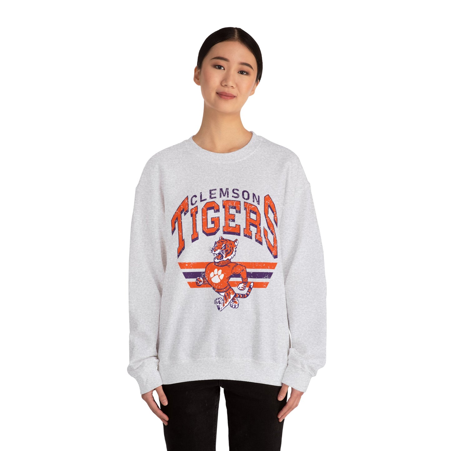 Clemson Tigers Crewneck Sweatshirt, Comfortable College Apparel, Unisex Sweatshirt, Sports Fan Gear, Game Day Outfit, Classic Sweatshirt