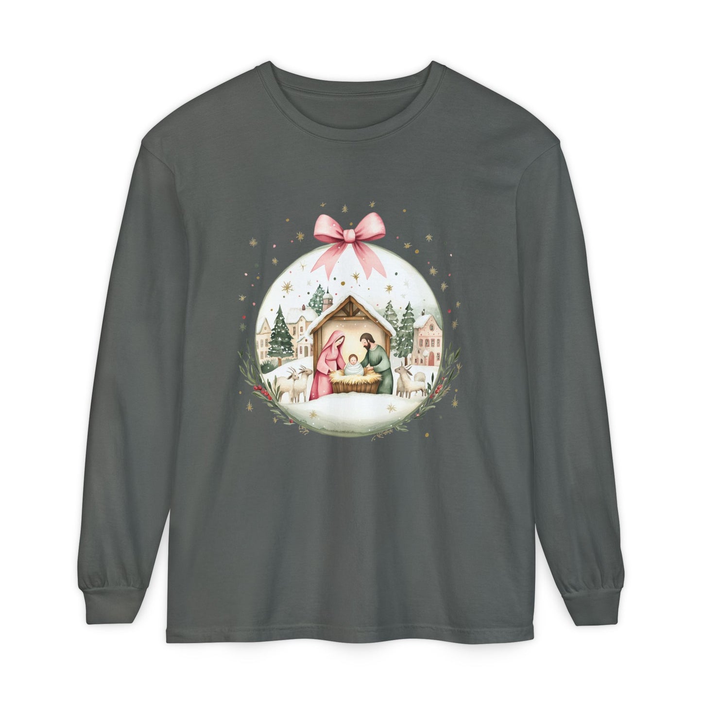 Manger Ornament Comfort Colors Long Sleeve