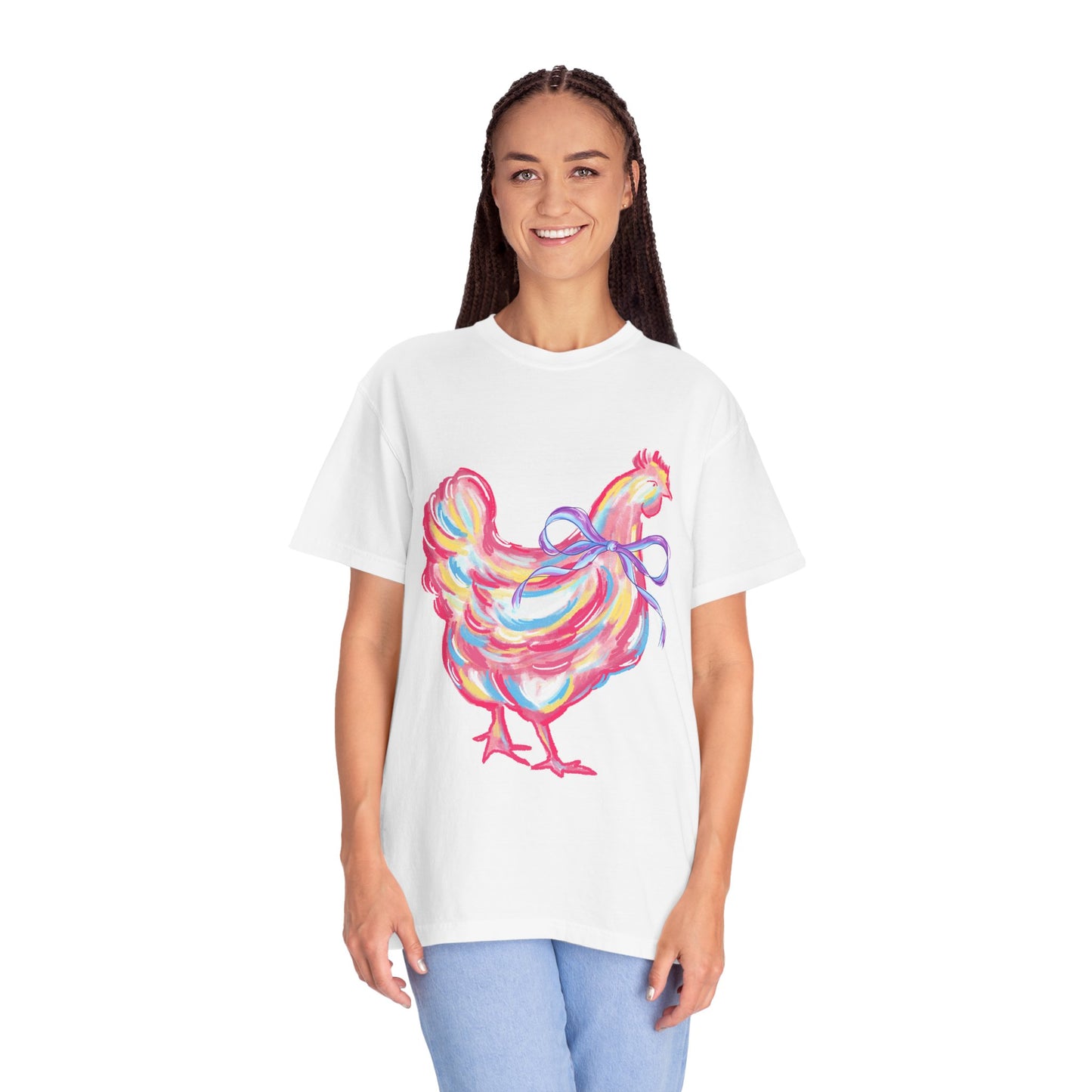 Colorful Chicken T-Shirt - Whimsical Farm Animal Tee, Gift for Animal Lovers, Unique Art Shirt, Cozy Casual Wear, Fun Birthday Present