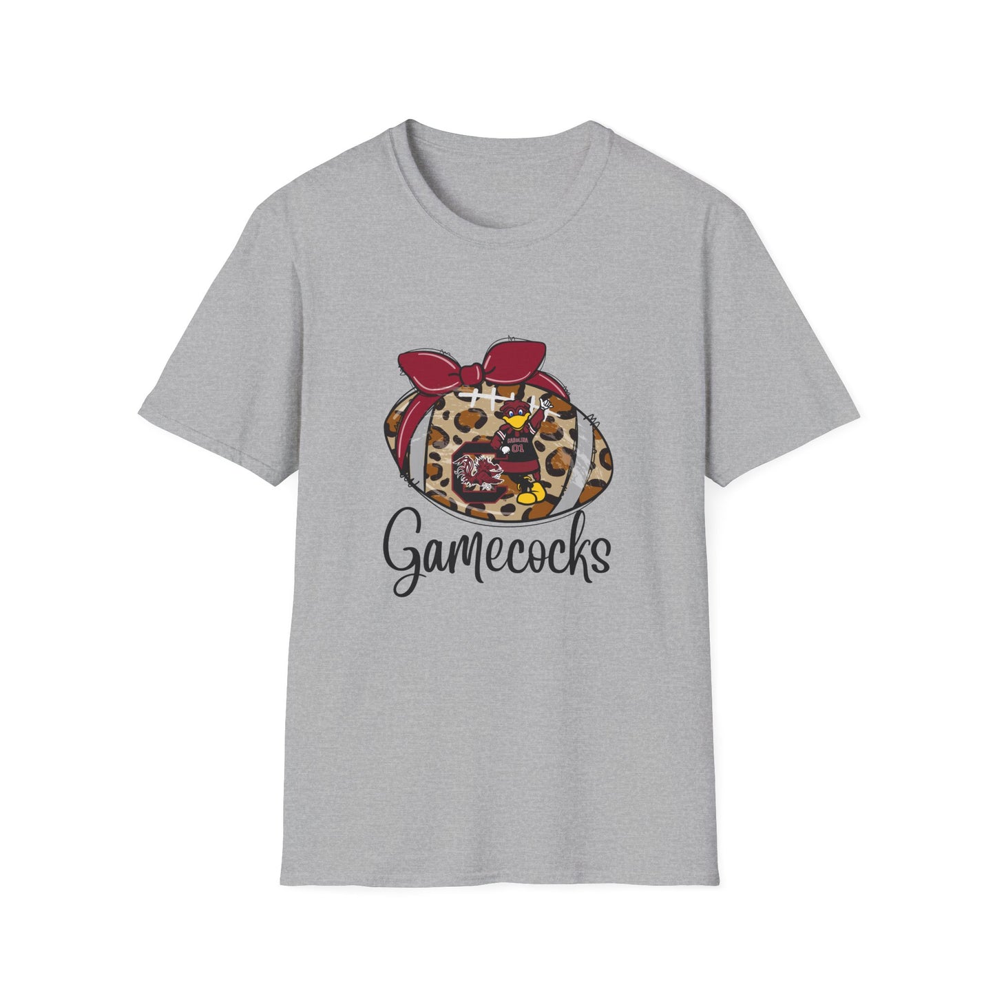 Leopard Print Gamecocks T-Shirt, Trendy Unisex Tee, Casual Outfit, Game Day Apparel, Sports Fan Shirt, Stylish Everyday Wear