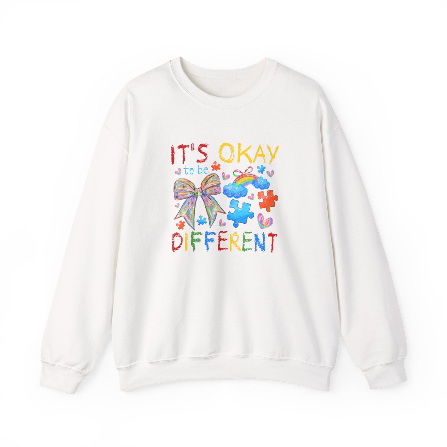 Inclusive Rainbow Crewneck Sweatshirt, Unisex Adult Apparel, Gift for Kids, Autism Awareness, Cozy and Colorful Sweatshirt