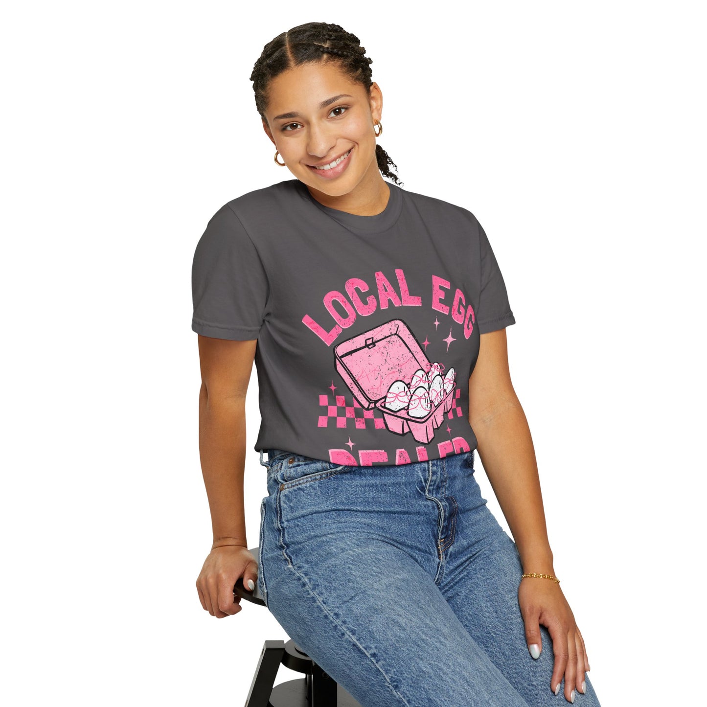 Local Egg Dealer T-Shirt, Fun Egg Dealer Tee, Garment-Dyed Shirt, Unique Gift for Foodies, Quirky Farm Shirt