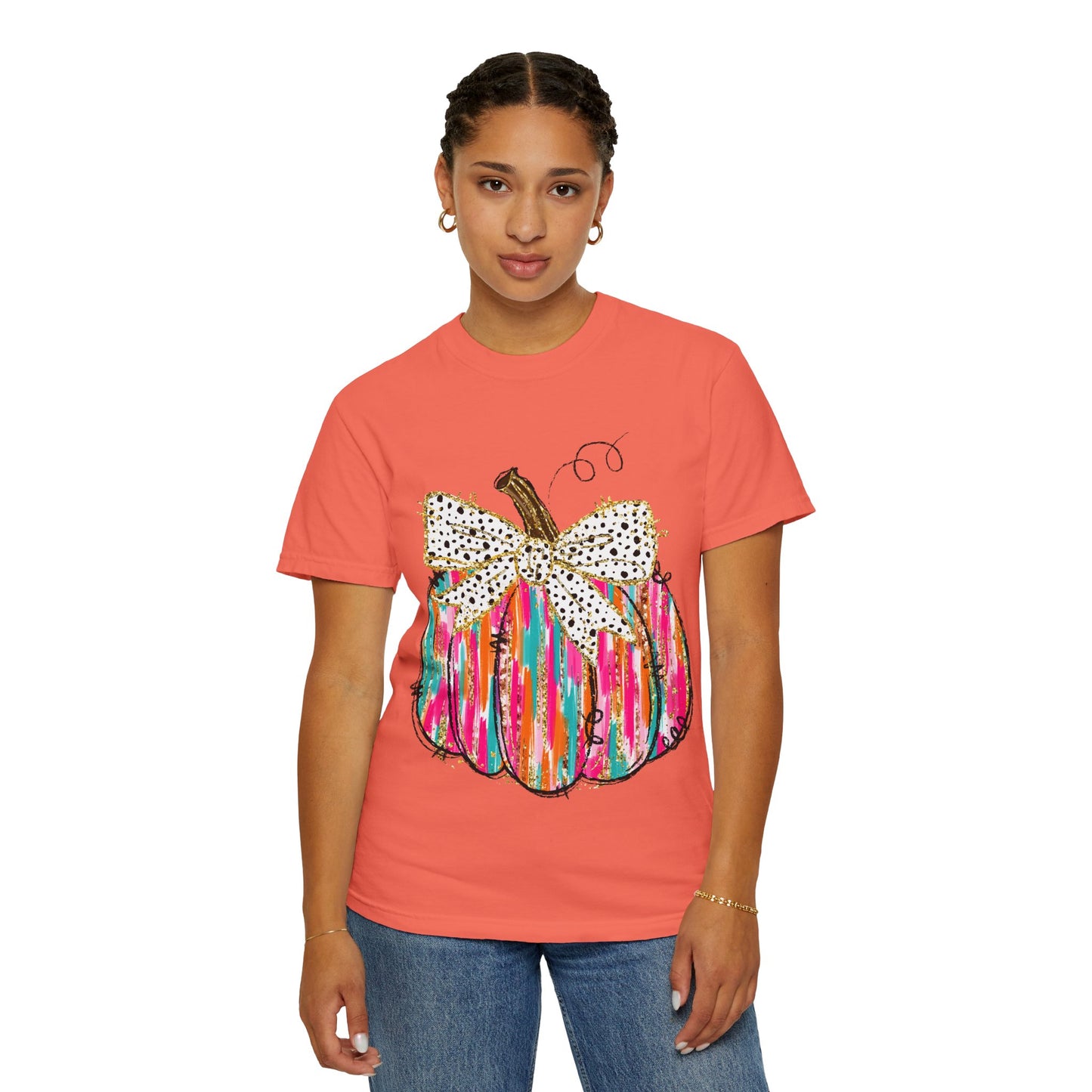 Colorful Pumpkin Graphic T-Shirt for Fall, Casual Autumn Tee, Halloween Shirt, Thanksgiving Outfit, Gift for Her