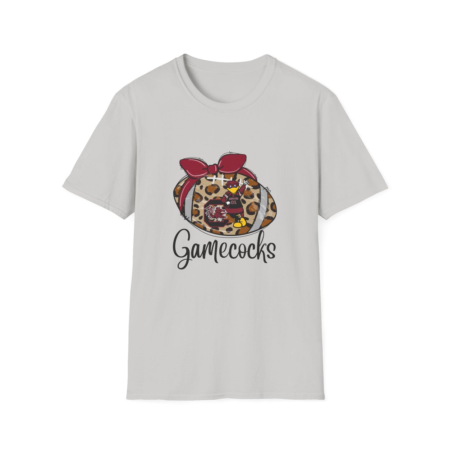 Leopard Print Gamecocks T-Shirt, Trendy Unisex Tee, Casual Outfit, Game Day Apparel, Sports Fan Shirt, Stylish Everyday Wear