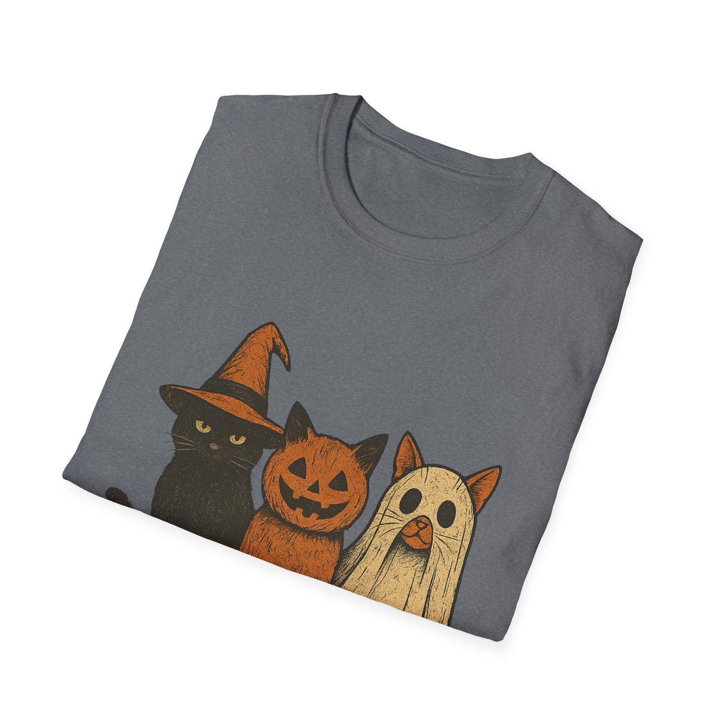 Halloween Cat & Dog T-Shirt, Unisex Softstyle Tee, Fall Apparel, Cute Pet Shirt, Casual Halloween Outfit, Animal Lover Gift