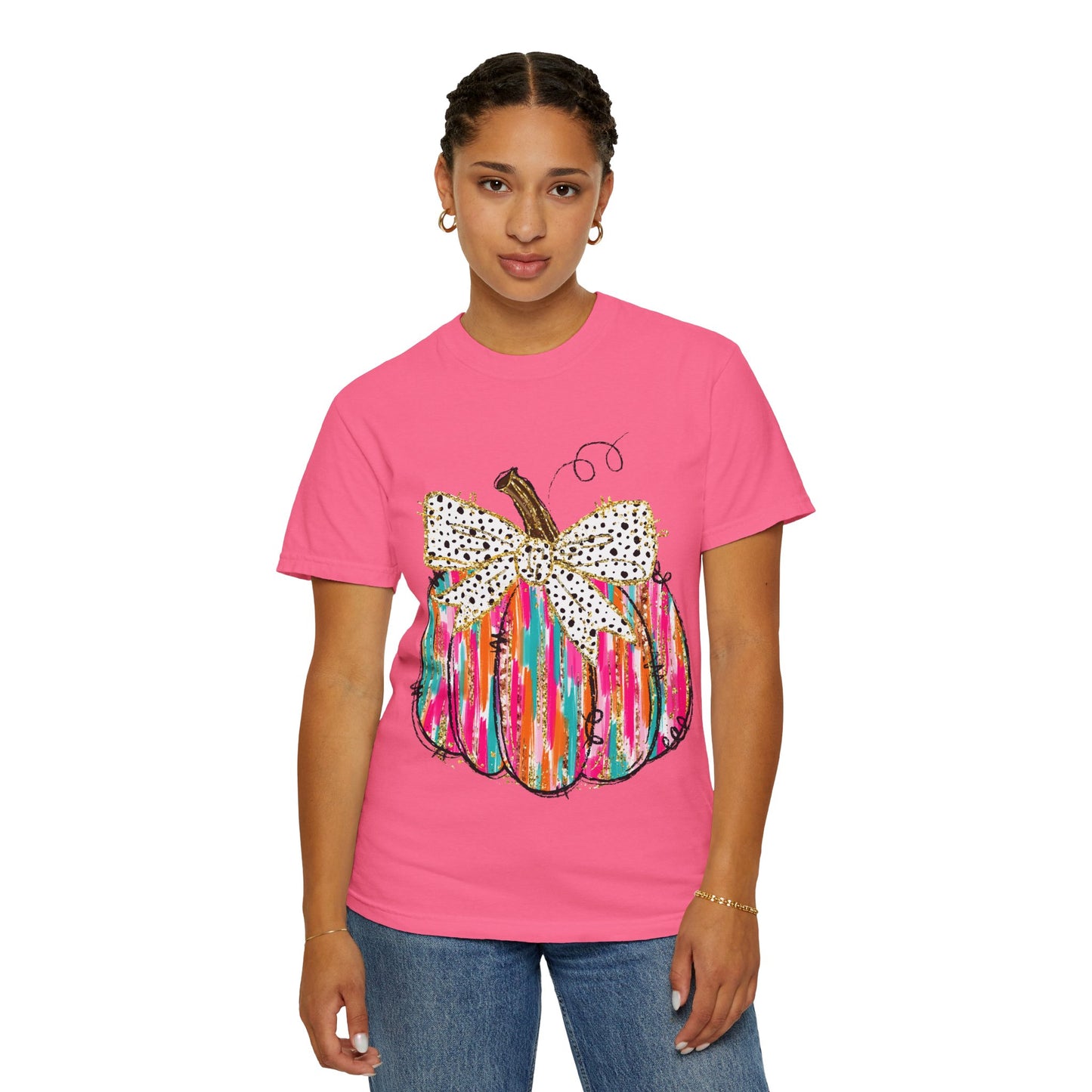 Colorful Pumpkin Graphic T-Shirt for Fall, Casual Autumn Tee, Halloween Shirt, Thanksgiving Outfit, Gift for Her