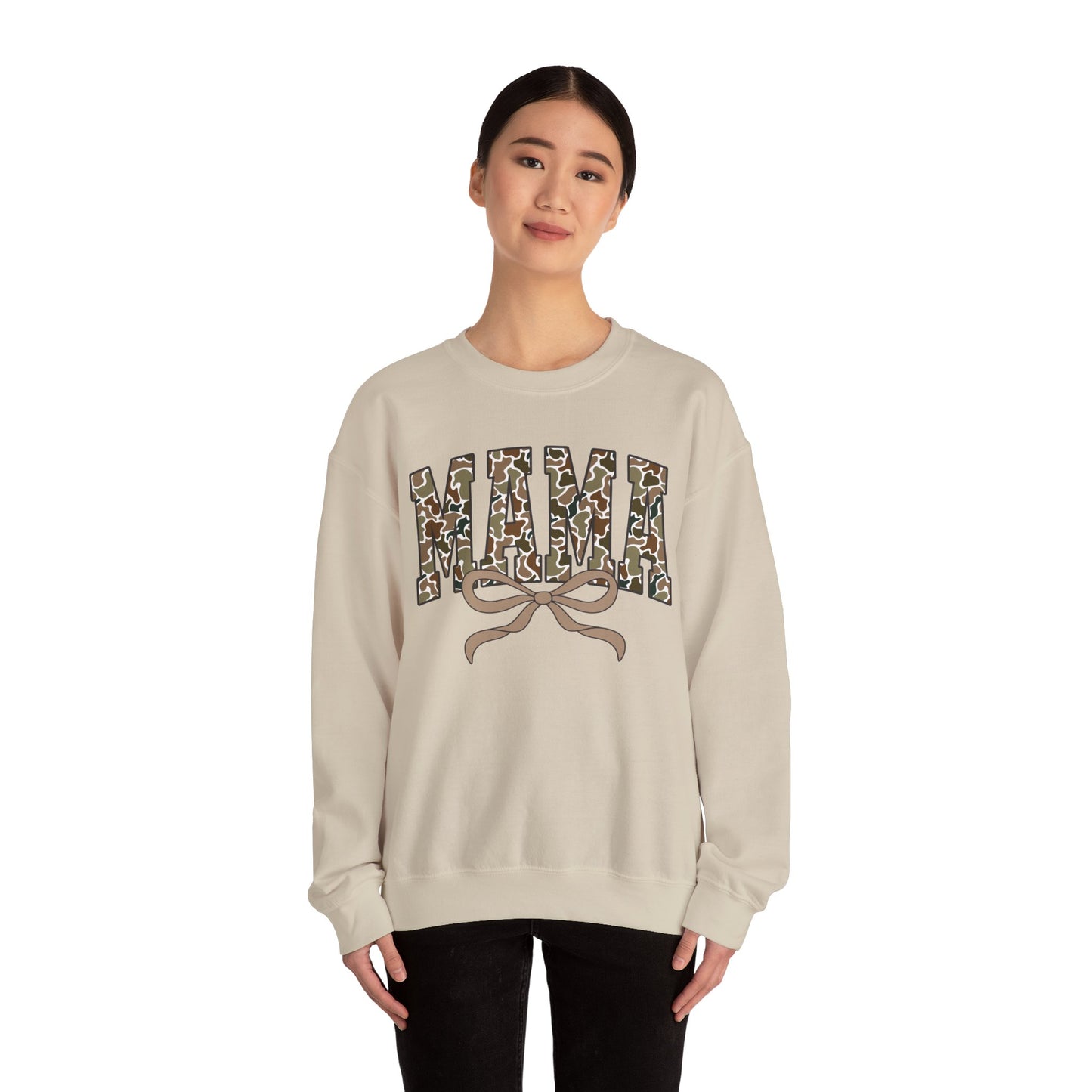Camo Mama Crewneck Sweatshirt, Cozy Gift for Mom, Trendy Casual Wear, Perfect for Birthdays, Mother's Day, Family Gatherings