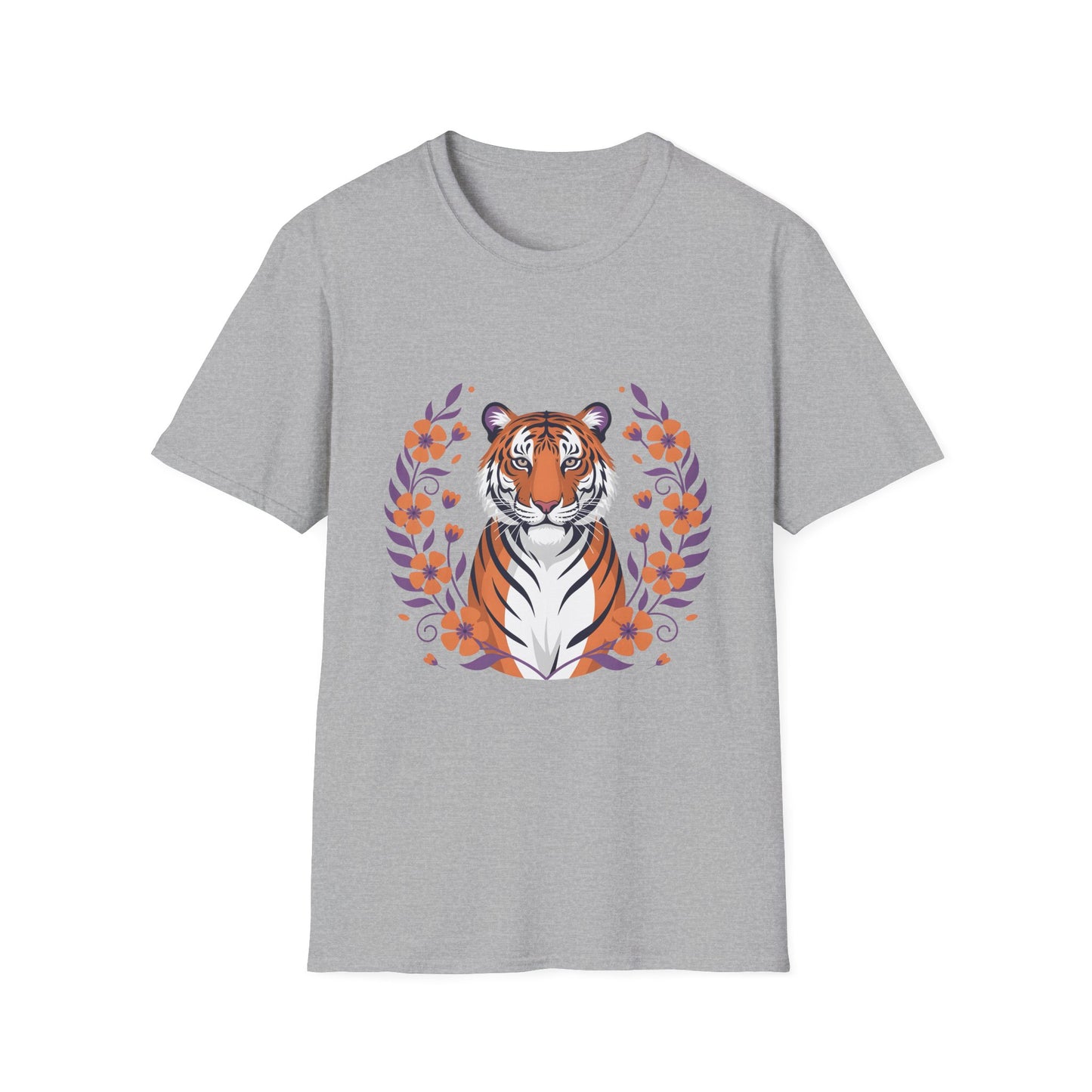 Tiger Floral Unisex T-Shirt, Boho Style Tee, Nature Lover Gift, Wildlife Passion, Summer Outfit, Eco-Friendly Shirt