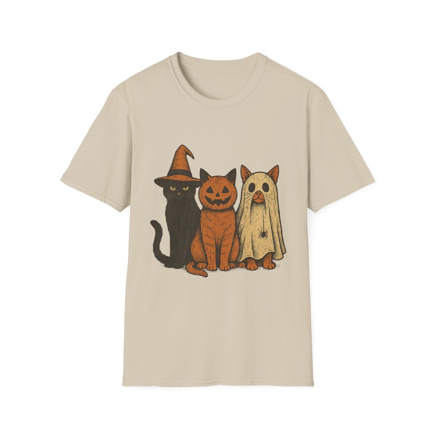 Halloween Cat & Dog T-Shirt, Unisex Softstyle Tee, Fall Apparel, Cute Pet Shirt, Casual Halloween Outfit, Animal Lover Gift