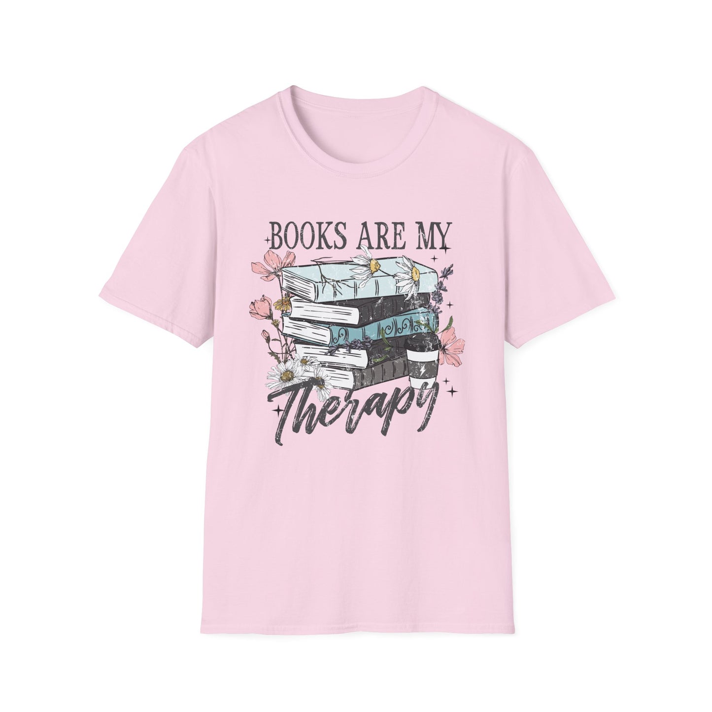 Books Are My Therapy Unisex Softstyle T-Shirt, Book Lover Gift, Reading Shirt, Literary Gift, Bookish Apparel, Cozy Outfit