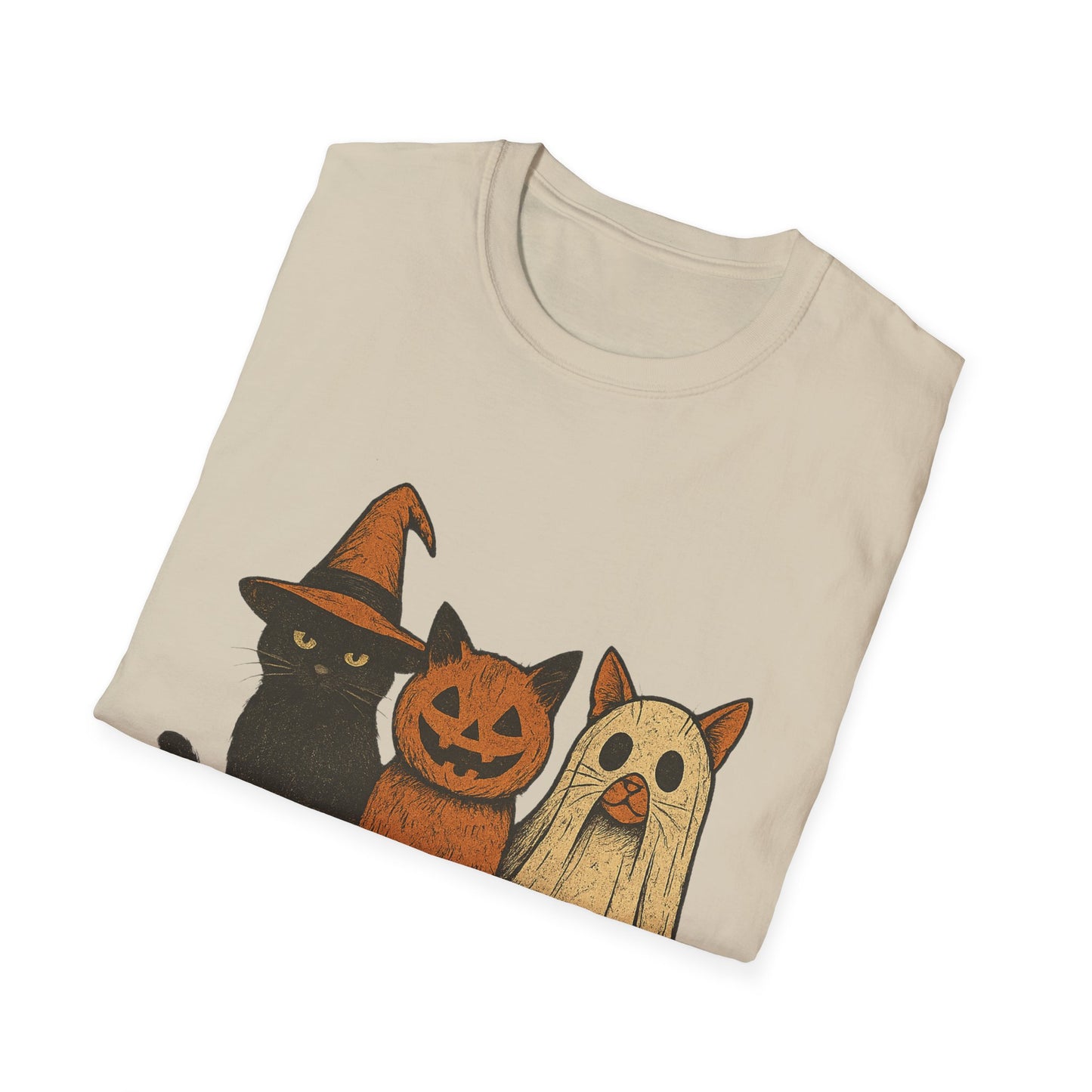 Halloween Cat & Dog T-Shirt, Unisex Softstyle Tee, Fall Apparel, Cute Pet Shirt, Casual Halloween Outfit, Animal Lover Gift