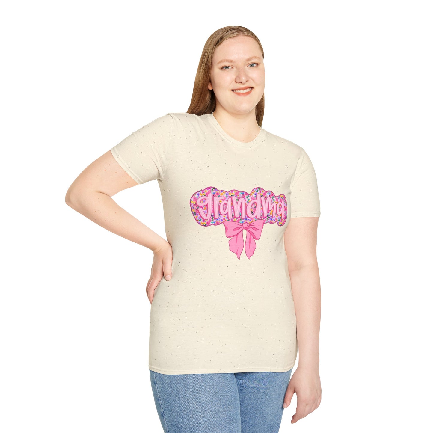 Grandma Floral Graphic T-Shirt | Gift for Grandma | Softstyle Tee for Family Celebrations, Mother's Day Gift, Casual Wear
