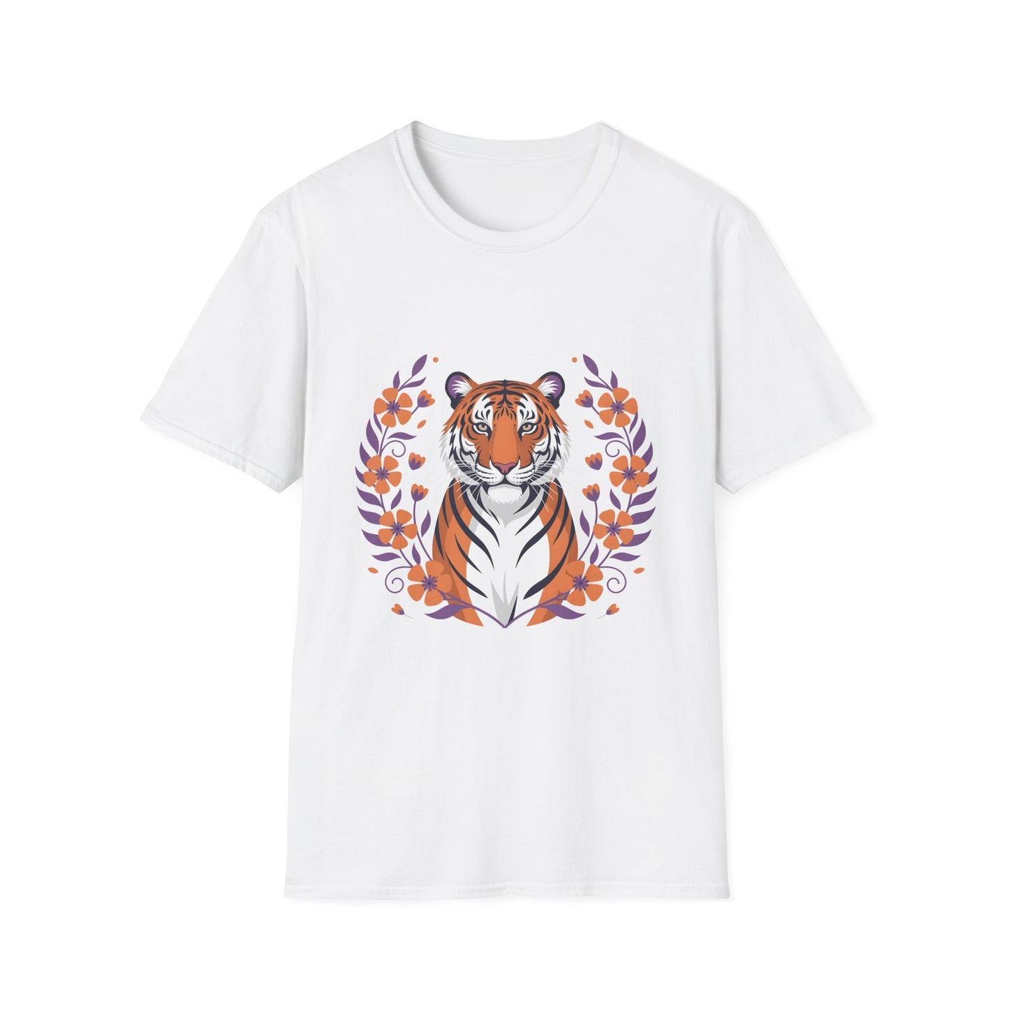 Tiger Floral Unisex T-Shirt, Boho Style Tee, Nature Lover Gift, Wildlife Passion, Summer Outfit, Eco-Friendly Shirt