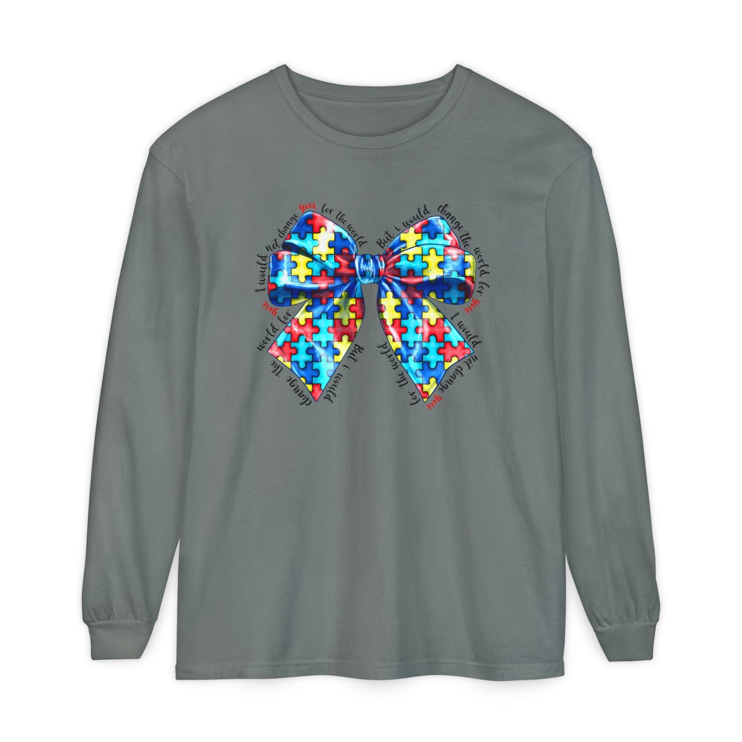 Autism Puzzle Bow Long Sleeve T-Shirt