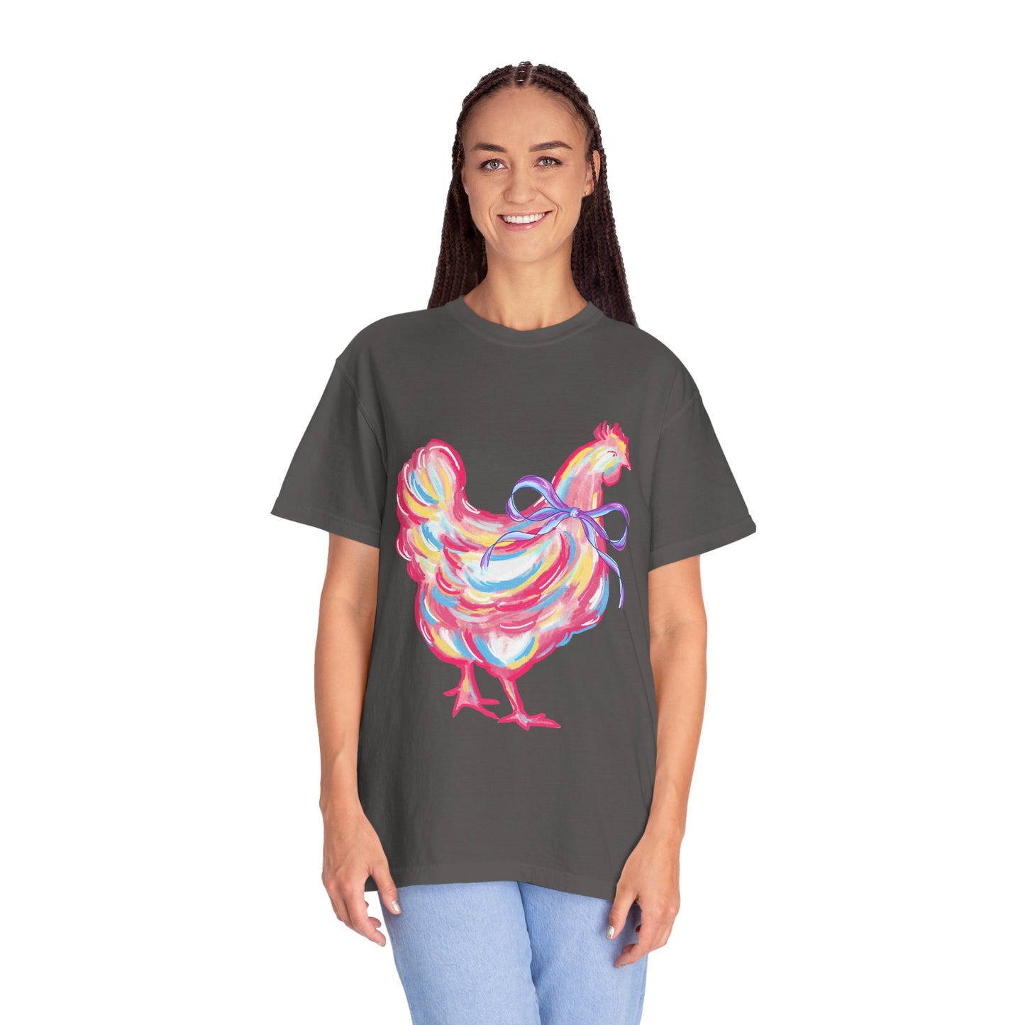 Colorful Chicken T-Shirt - Whimsical Farm Animal Tee, Gift for Animal Lovers, Unique Art Shirt, Cozy Casual Wear, Fun Birthday Present