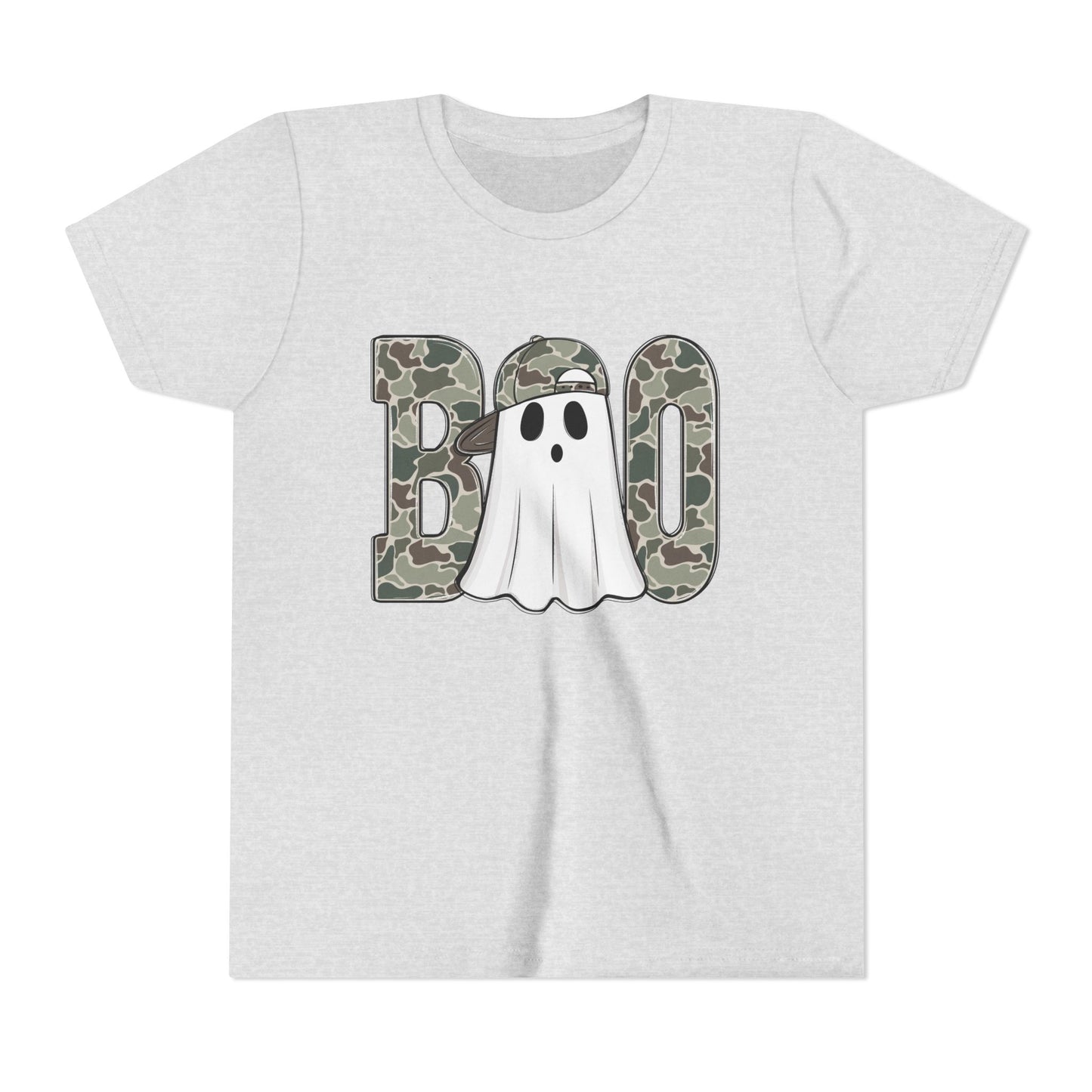 Boo Ghost Youth Tee - Perfect for Halloween, Kids Tee, Camo Ghost Shirt, Fun Casual Wear, Boys & Girls Halloween Apparel