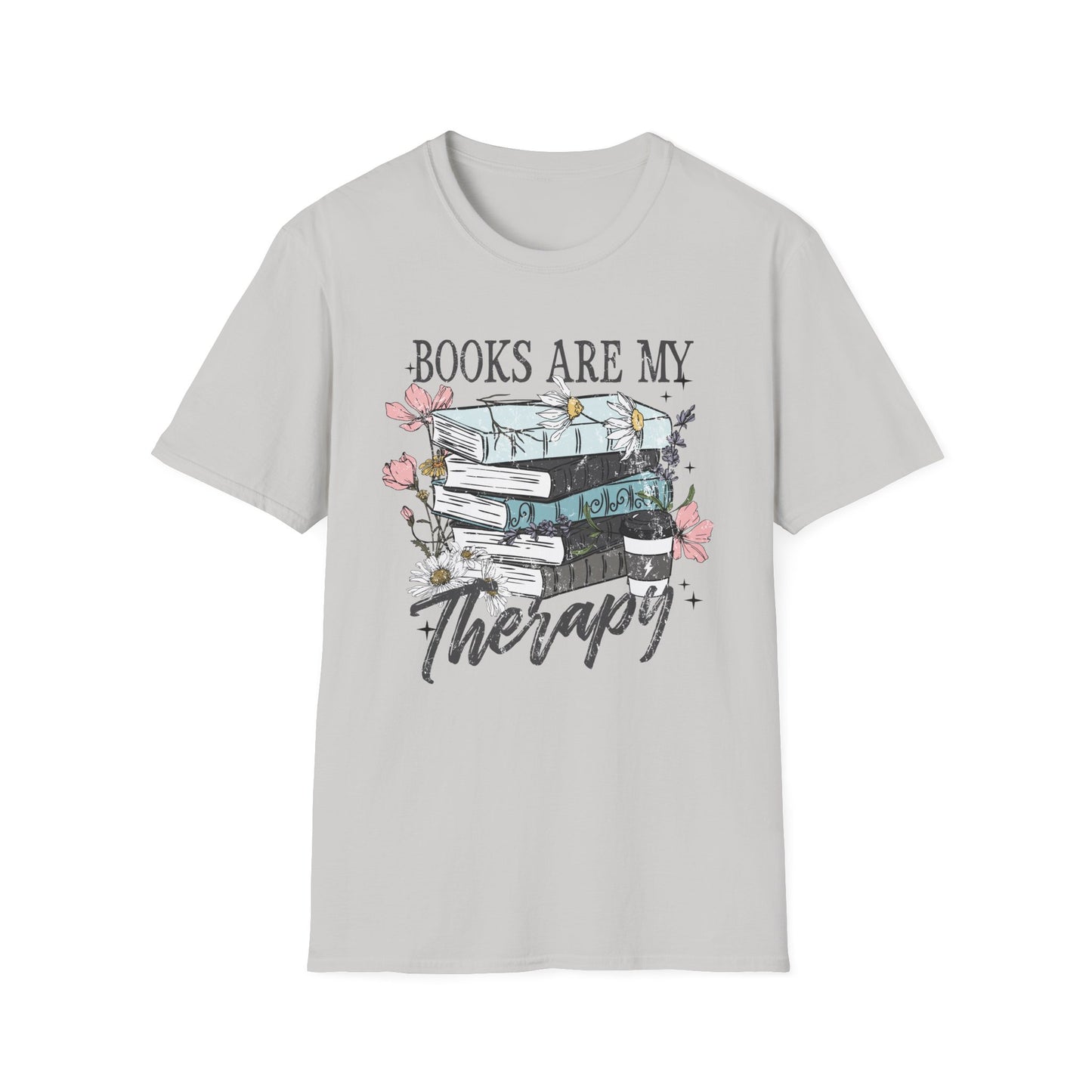 Books Are My Therapy Unisex Softstyle T-Shirt, Book Lover Gift, Reading Shirt, Literary Gift, Bookish Apparel, Cozy Outfit