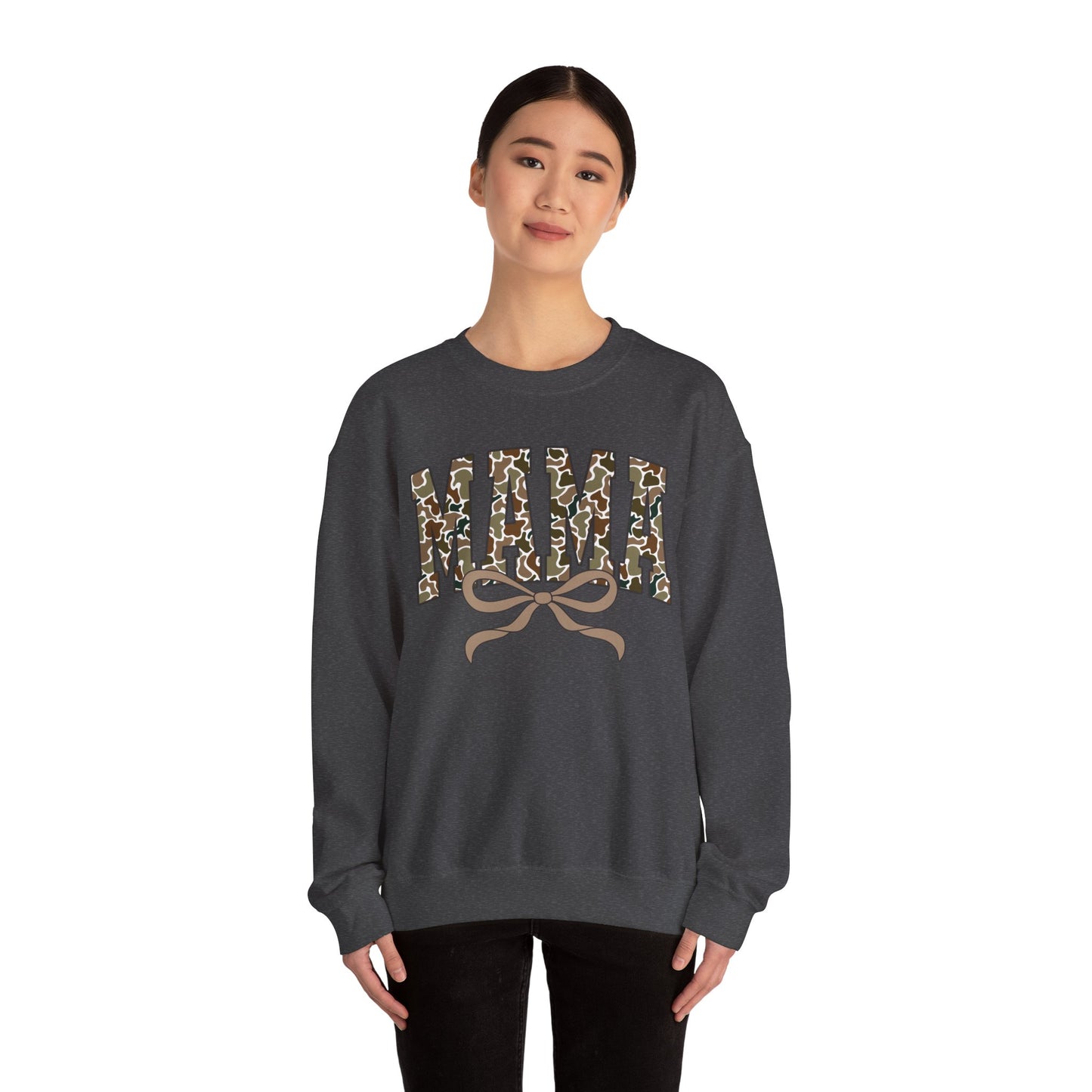 Camo Mama Crewneck Sweatshirt, Cozy Gift for Mom, Trendy Casual Wear, Perfect for Birthdays, Mother's Day, Family Gatherings