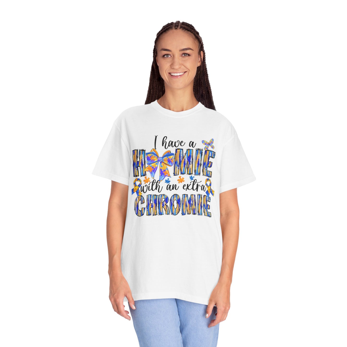 Colorful Unisex T-Shirt: "I Have a Homie with an Extra Chromie" - Gift for Friends, Pride, Inclusive Fashion, BFF Gifts, Celebratory Attire