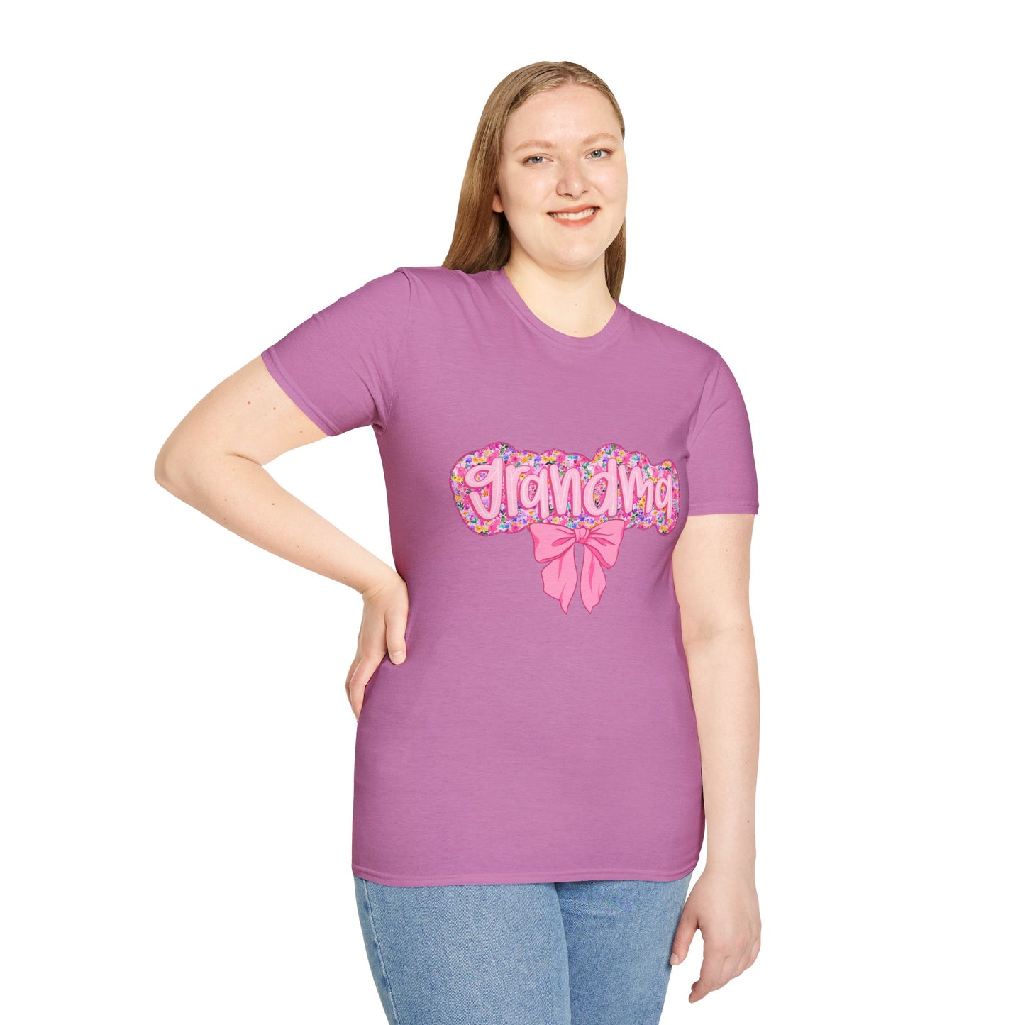 Grandma Floral Graphic T-Shirt | Gift for Grandma | Softstyle Tee for Family Celebrations, Mother's Day Gift, Casual Wear