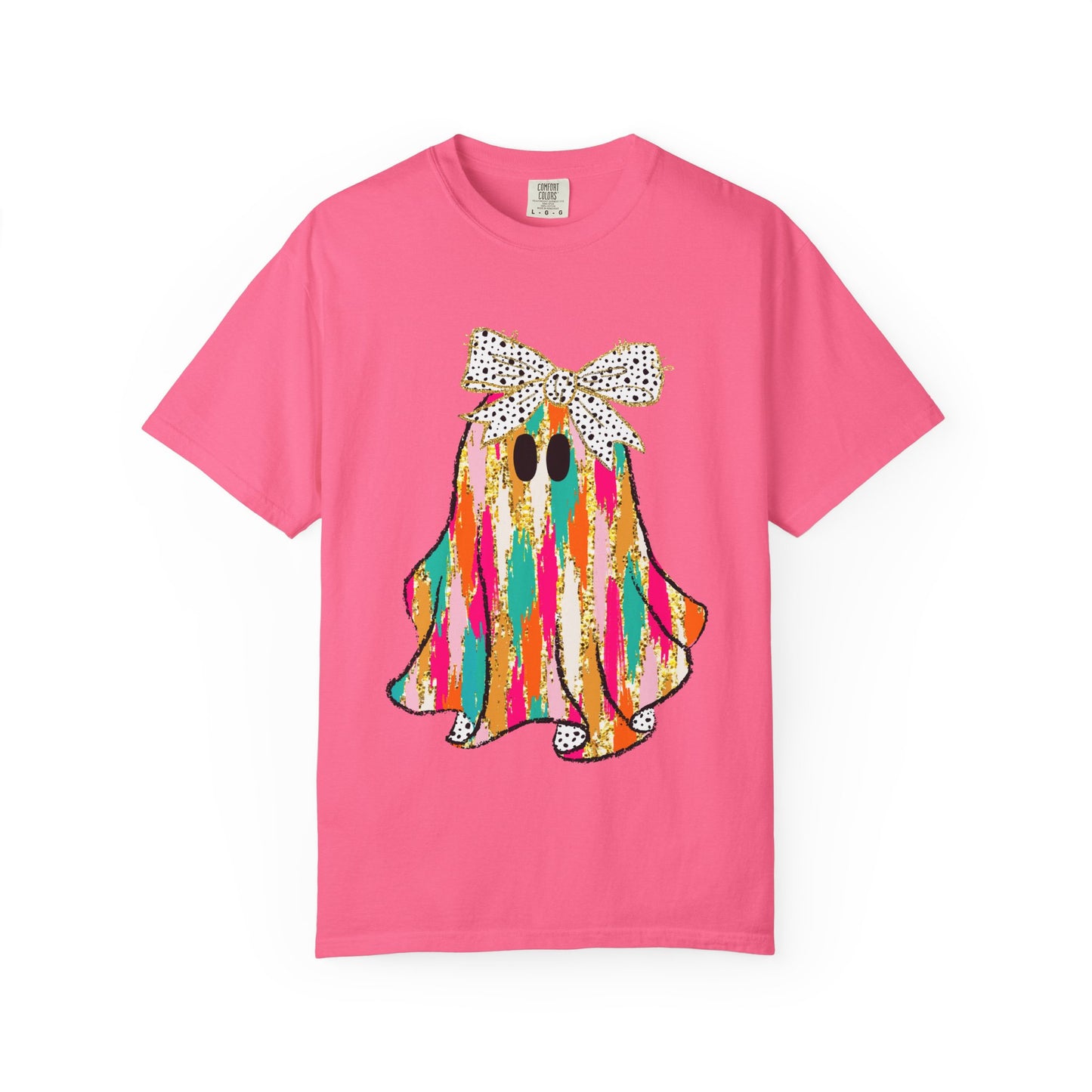 Colorful Ghost Graphic T-Shirt, Fun Unisex Tee, Halloween Shirt, Gift for Kids, Casual Wear, Festival Clothing