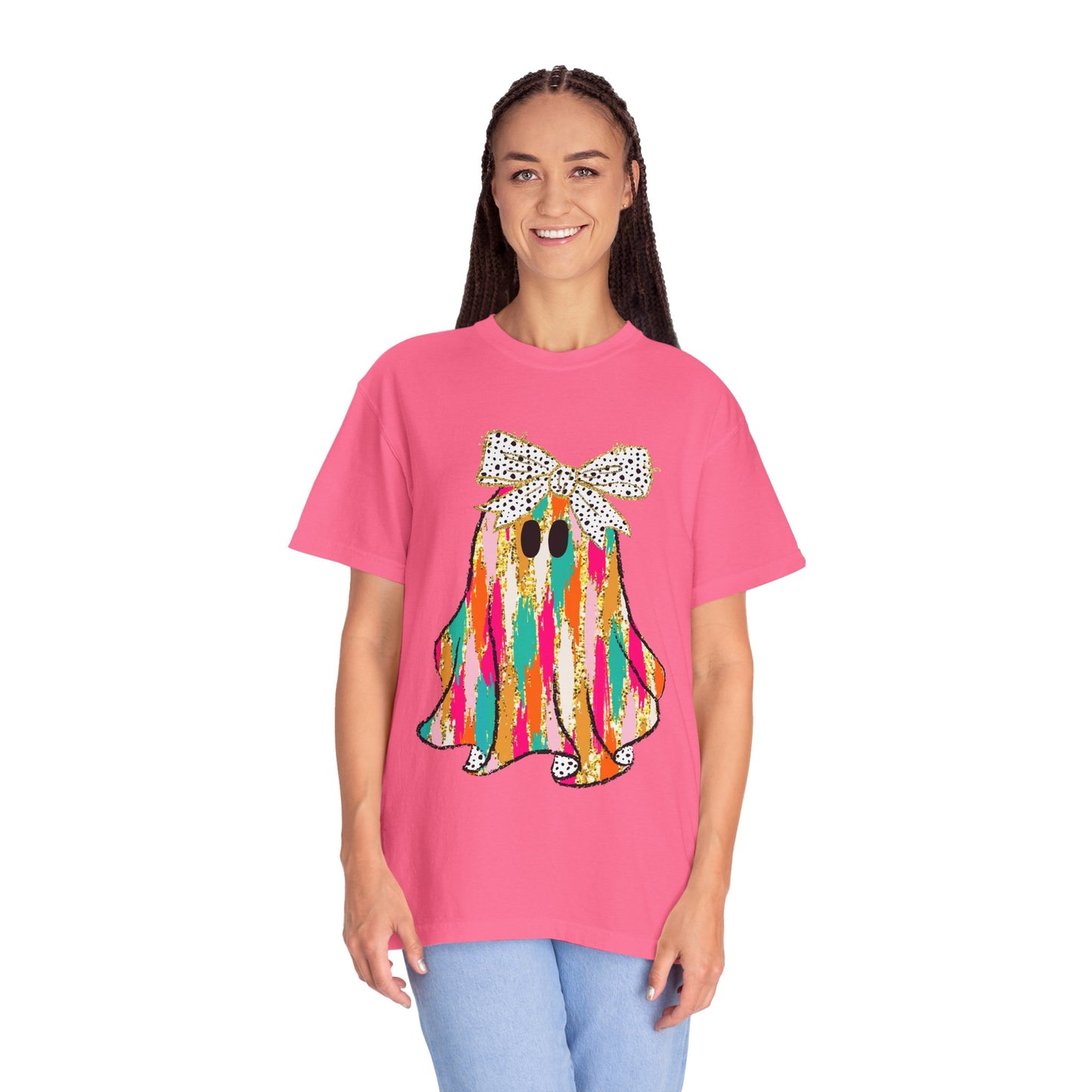 Colorful Ghost Graphic T-Shirt, Fun Unisex Tee, Halloween Shirt, Gift for Kids, Casual Wear, Festival Clothing