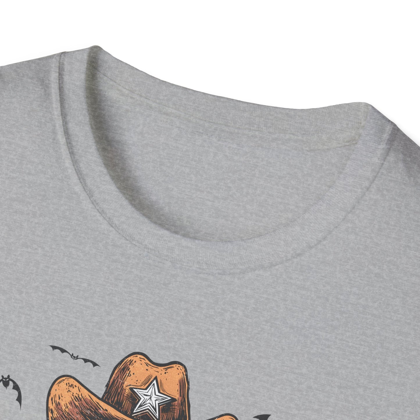 Ghost Cowboy Unisex Softstyle T-Shirt | Fun Halloween Tee, Casual Wear, Gift for Friends, Unique Halloween Costume, Spooky Vibes
