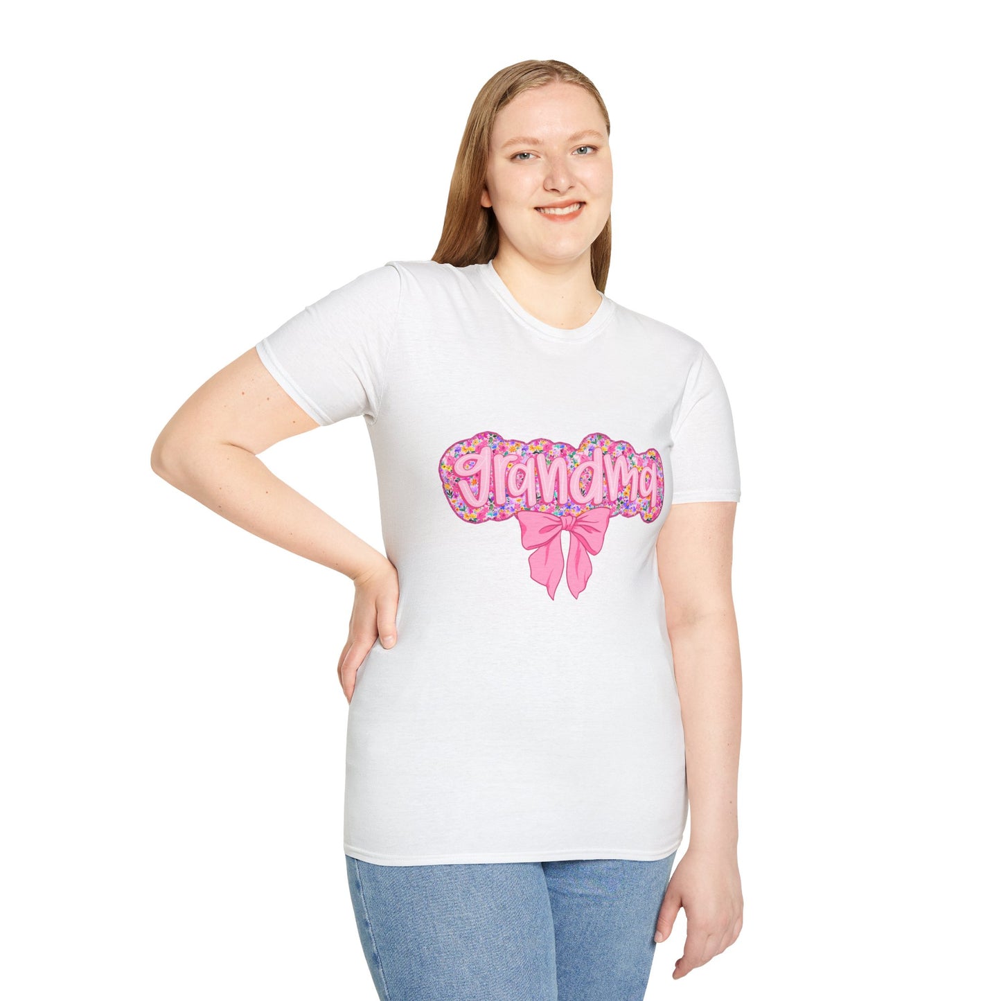 Grandma Floral Graphic T-Shirt | Gift for Grandma | Softstyle Tee for Family Celebrations, Mother's Day Gift, Casual Wear