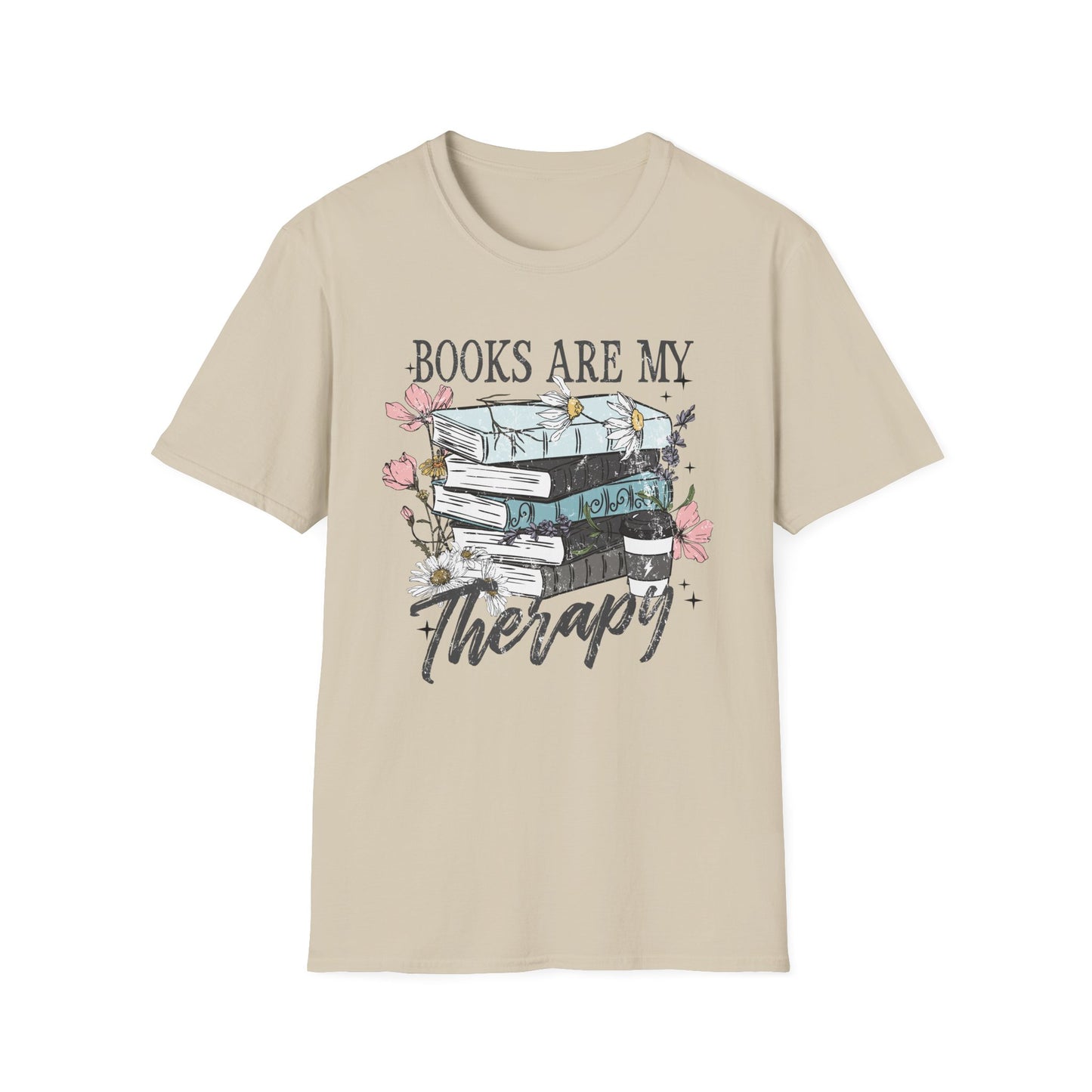 Books Are My Therapy Unisex Softstyle T-Shirt, Book Lover Gift, Reading Shirt, Literary Gift, Bookish Apparel, Cozy Outfit